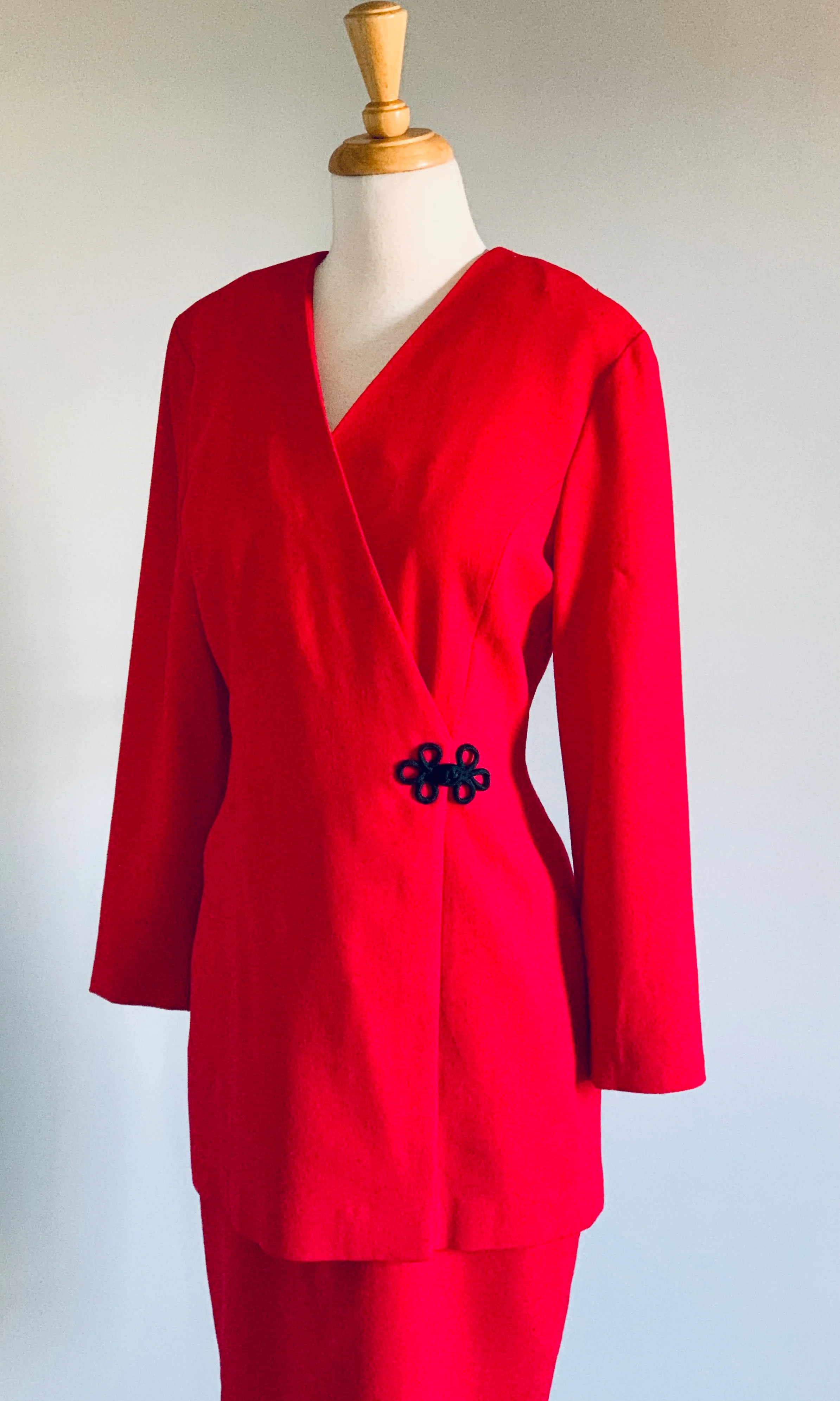 80s Red Wool Dress - Image 4