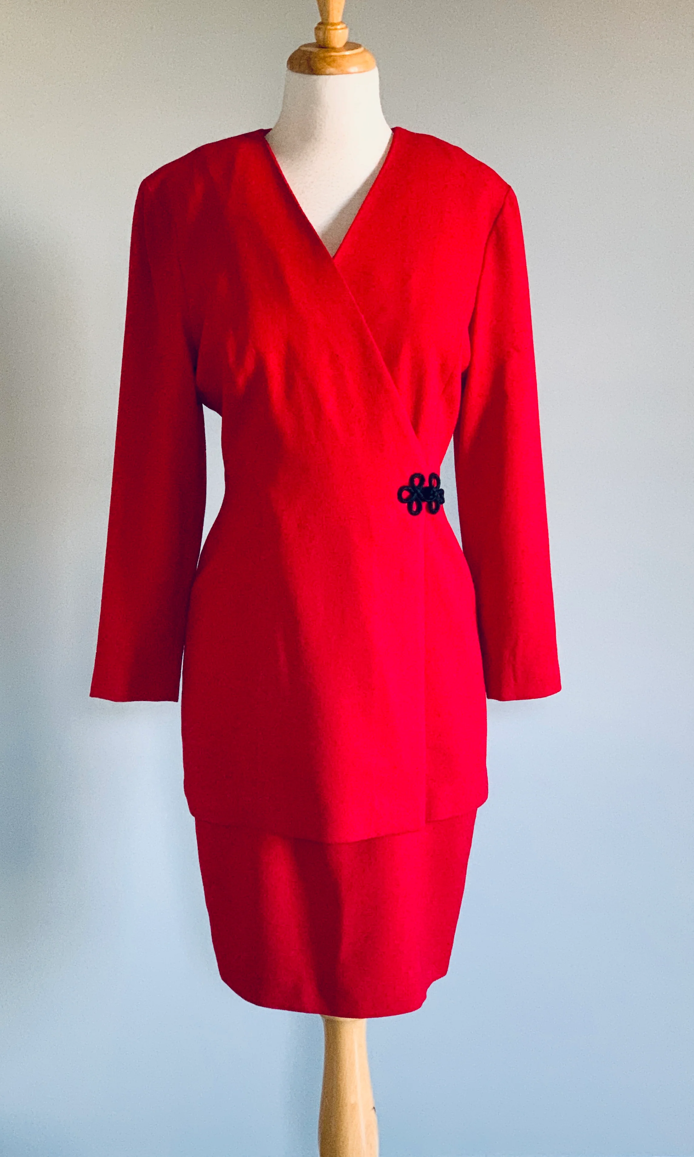 80s Red Wool Dress - Image 9