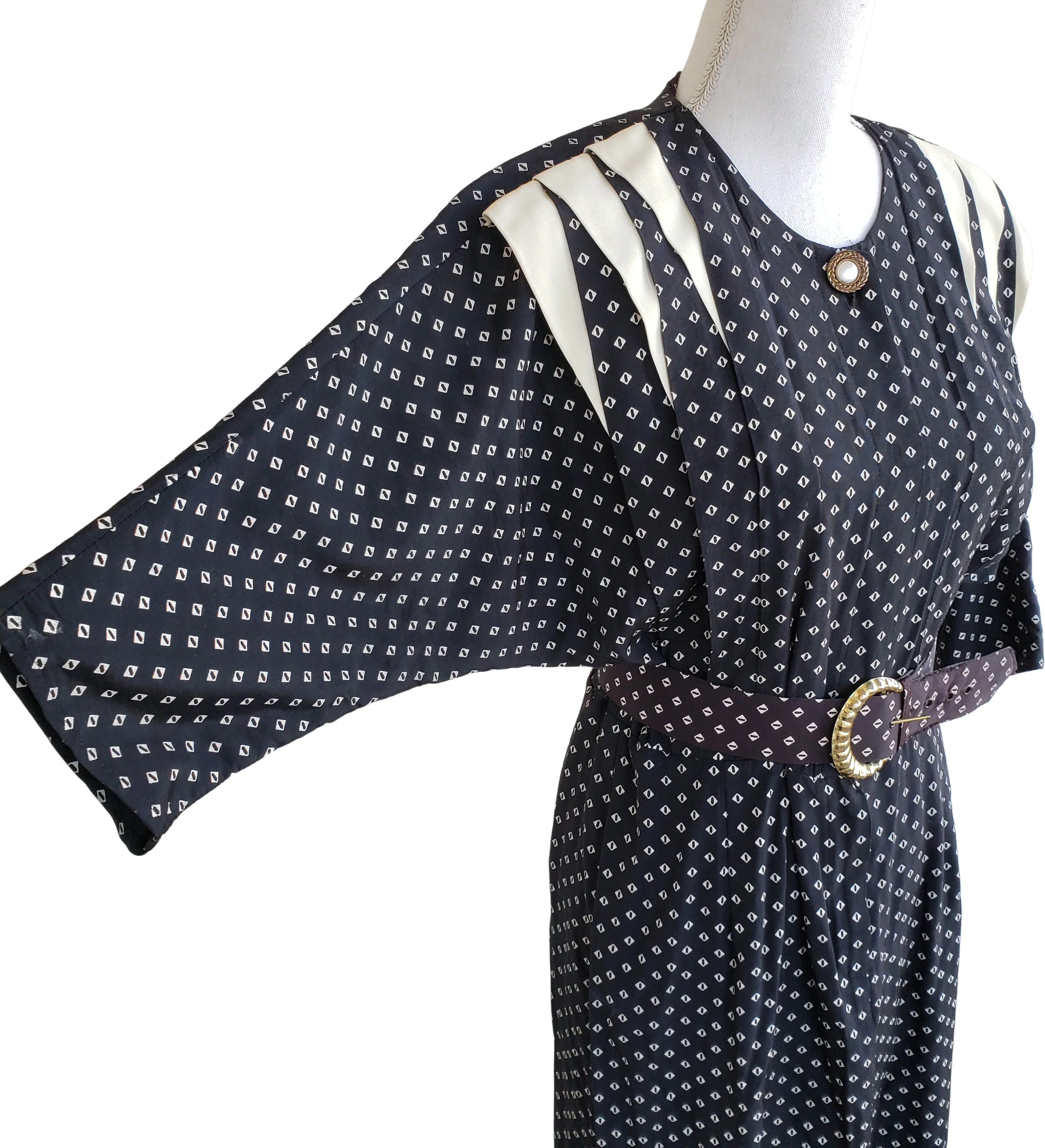 80s Retro Batwing Arm Belted Dress By Positive Influence - Image 3