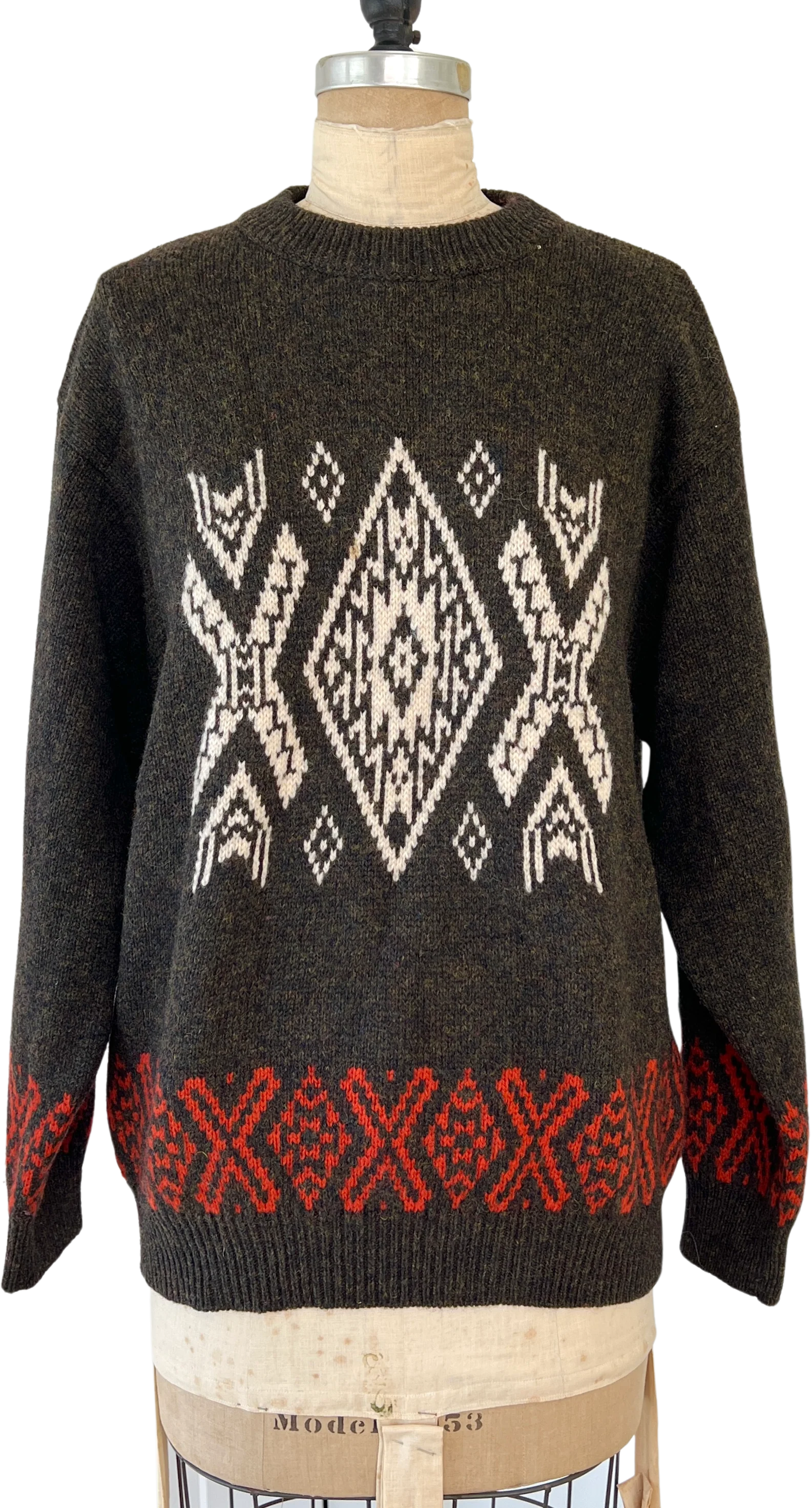 80s Retro Geometric Crewneck Sweater By United Colors of Benetton