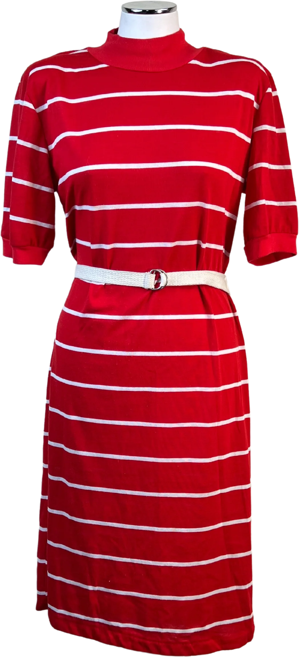 80s Reverse Candy Cane Stripe Belted T-Shirt Dress by Jodi Hills