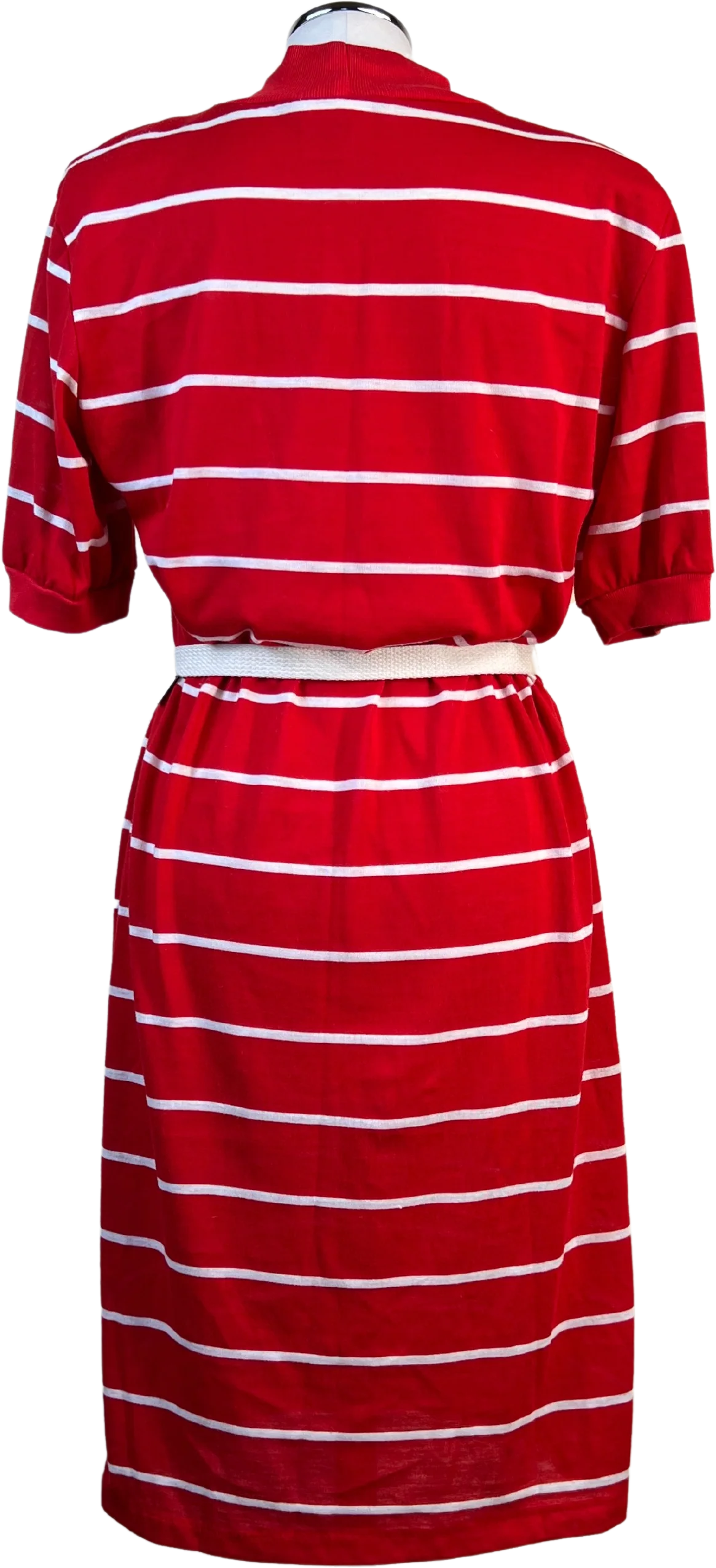 80s Reverse Candy Cane Stripe Belted T-Shirt Dress by Jodi Hills - Image 2