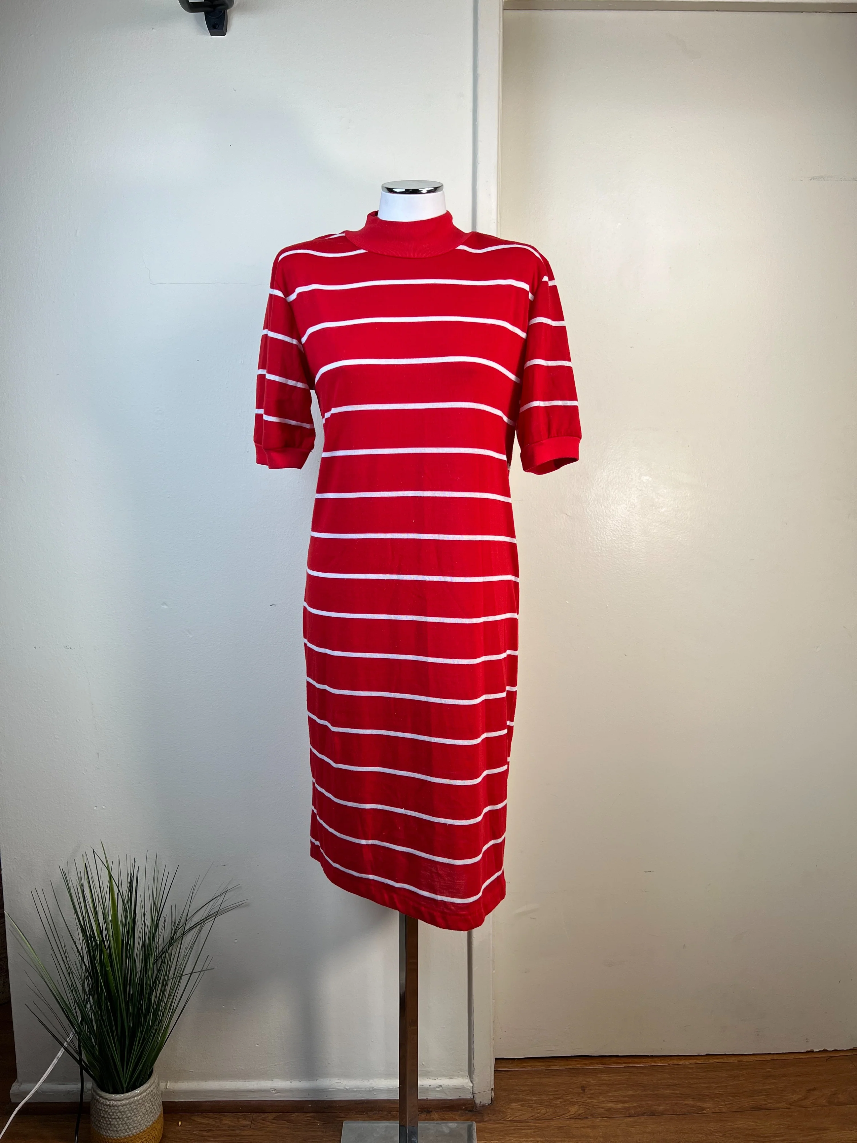 80s Reverse Candy Cane Stripe Belted T-Shirt Dress by Jodi Hills - Image 6