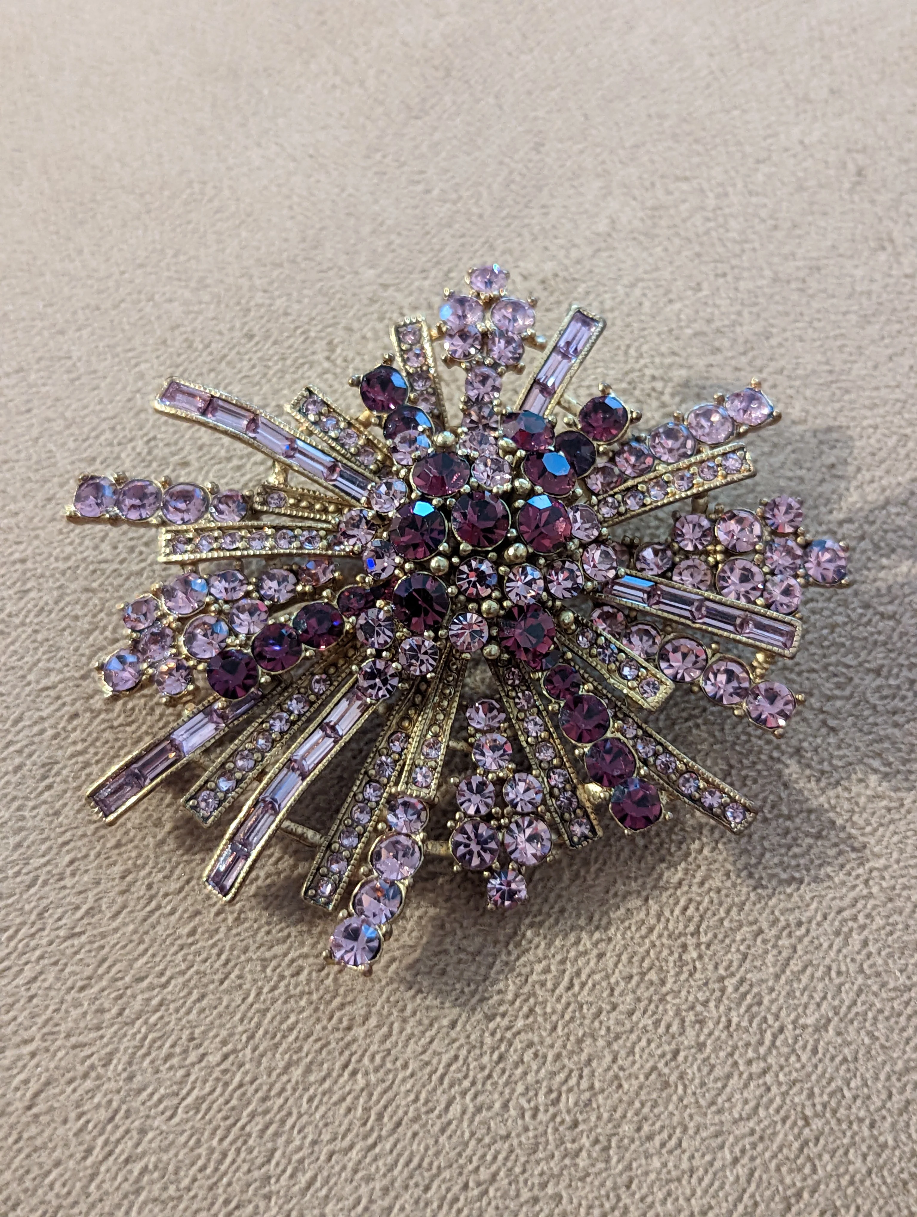 80s Rhinestone Starlight Pink And Violet Brooch - Image 5