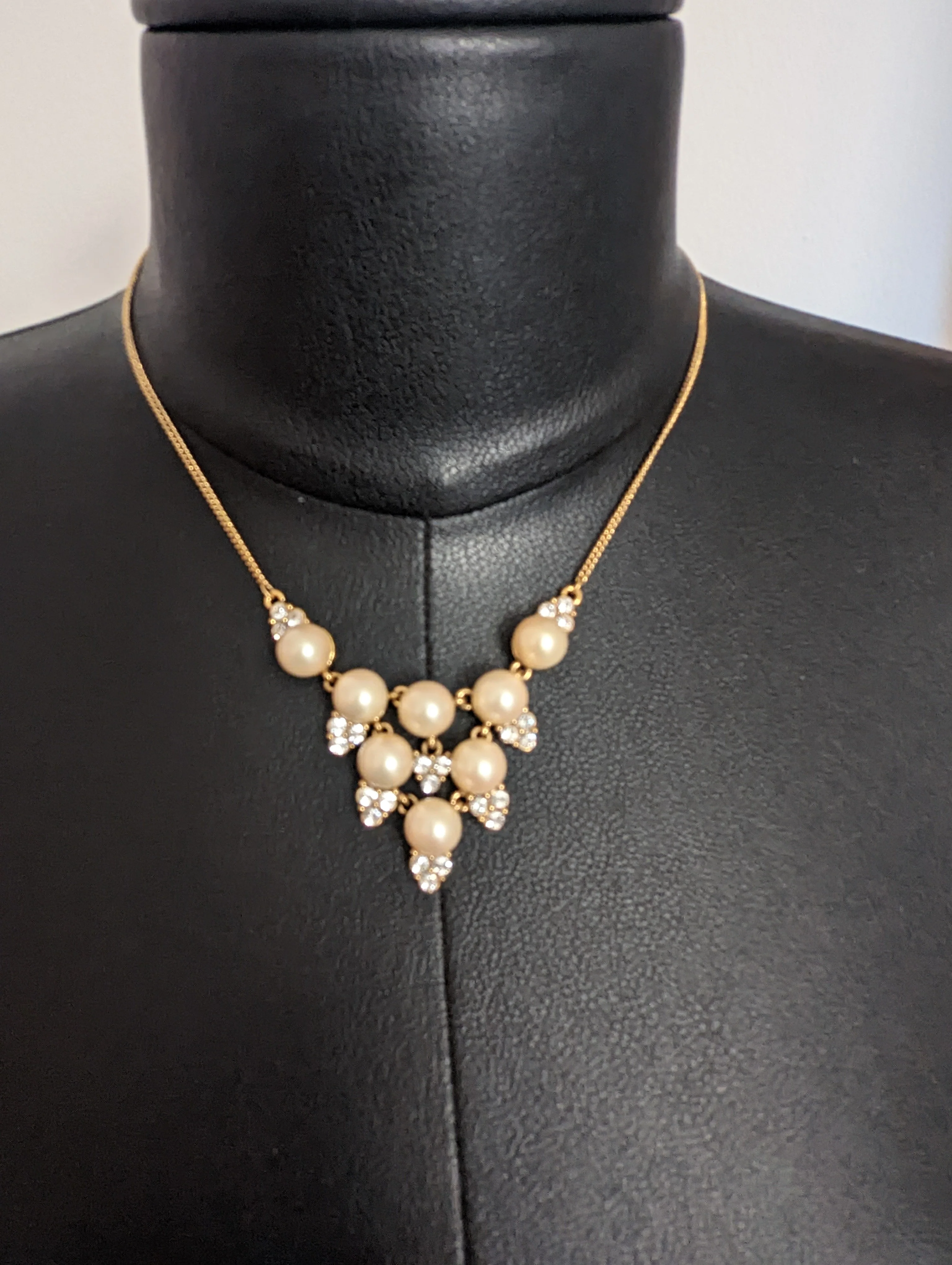 80s Rhinestones And Pearls Adjustable Necklace By Monet - Image 8