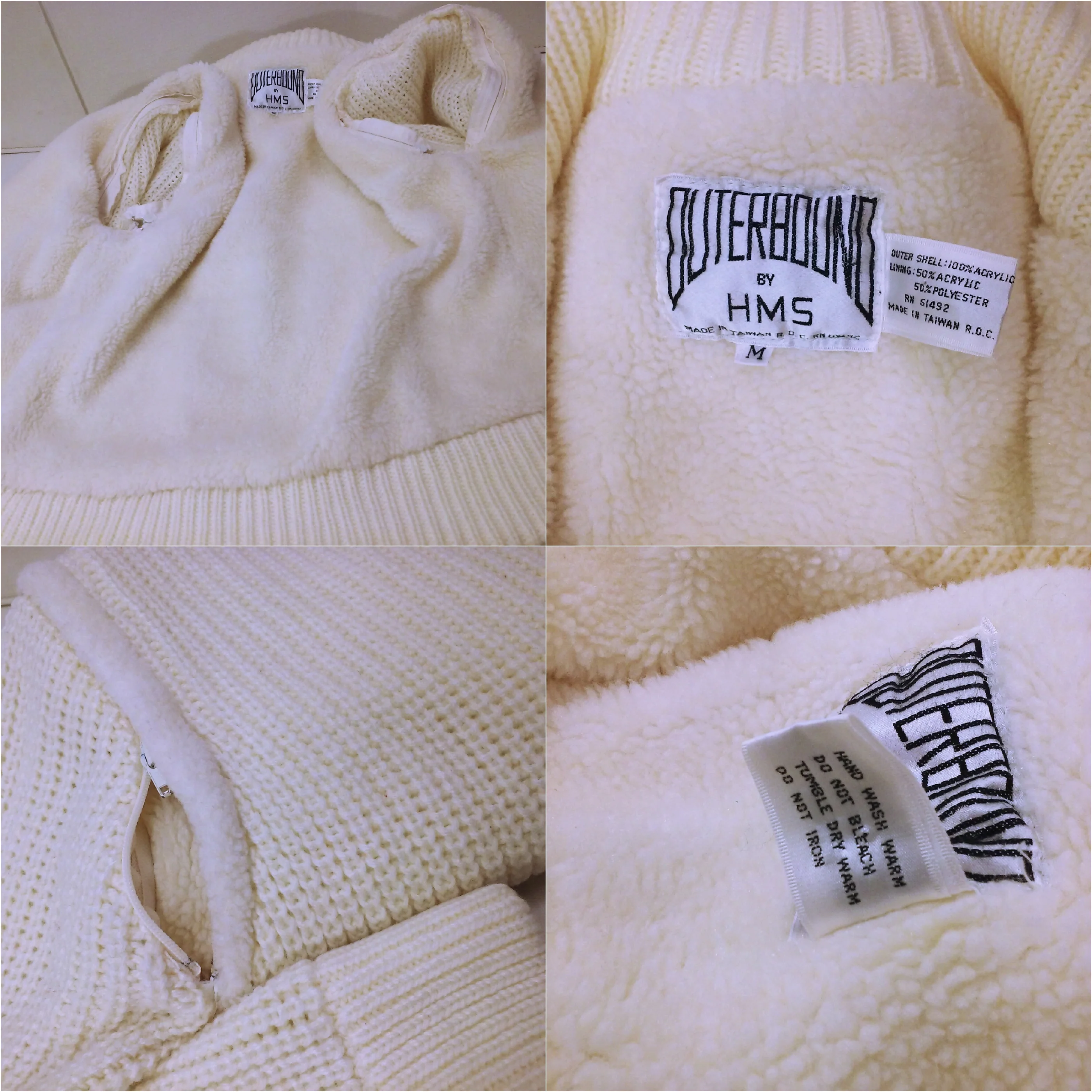 80s Ribbed Cable Knit Coatigan Sweater Zippers To Vest By Outerbound by Hms Made In Taiwan R.o.c. - Image 13