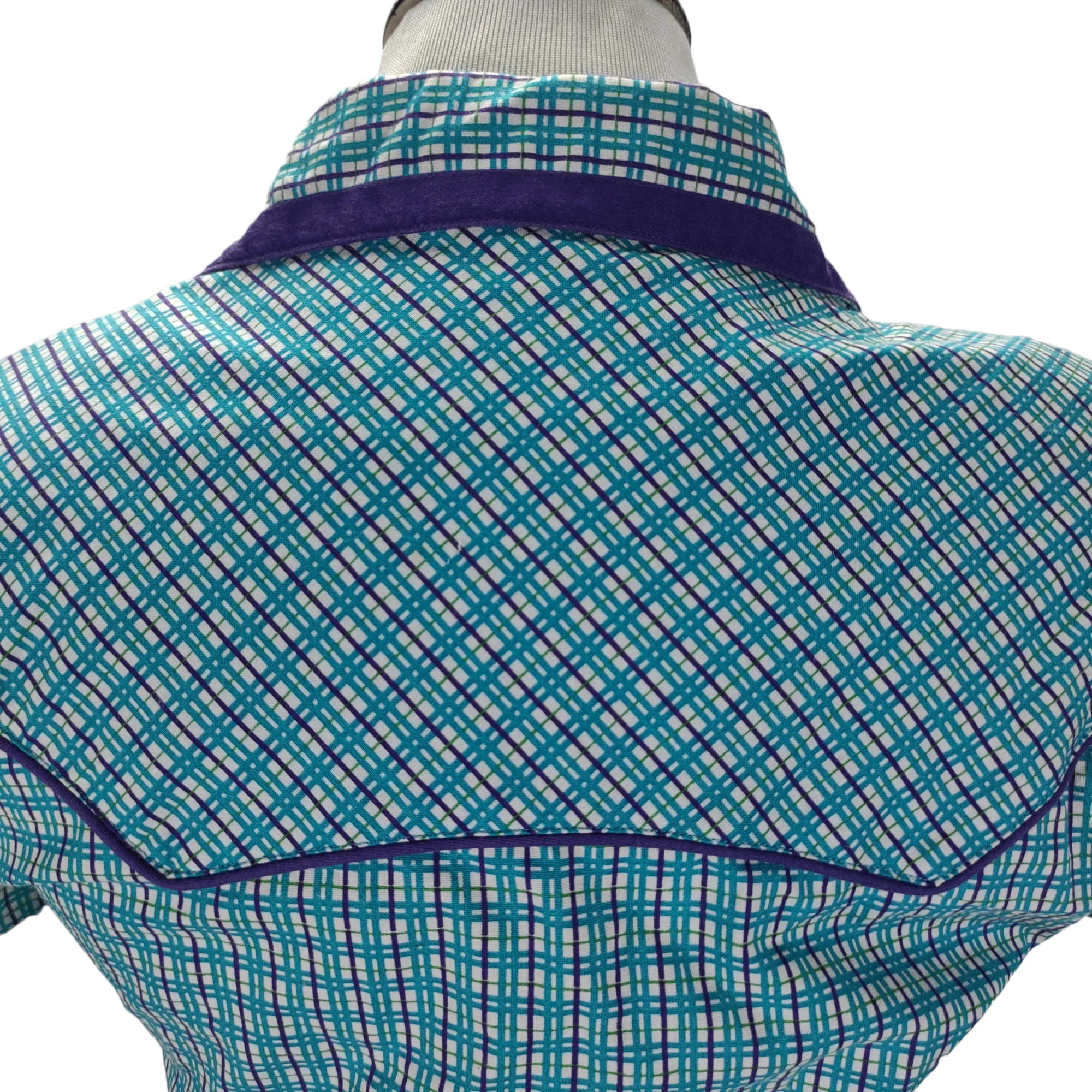 80s Rockabilly Plaid Western Side Tie Crop Snap Top By Wrangler Silver Lake - Image 6