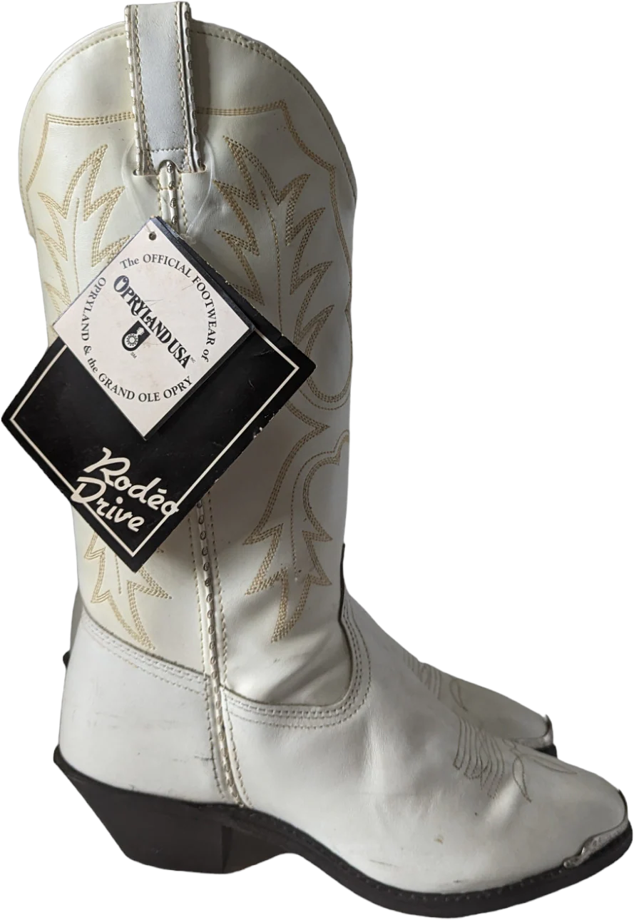 80s Rodeo Drive Leather Cowboy Western Boots Size 8 By Durango