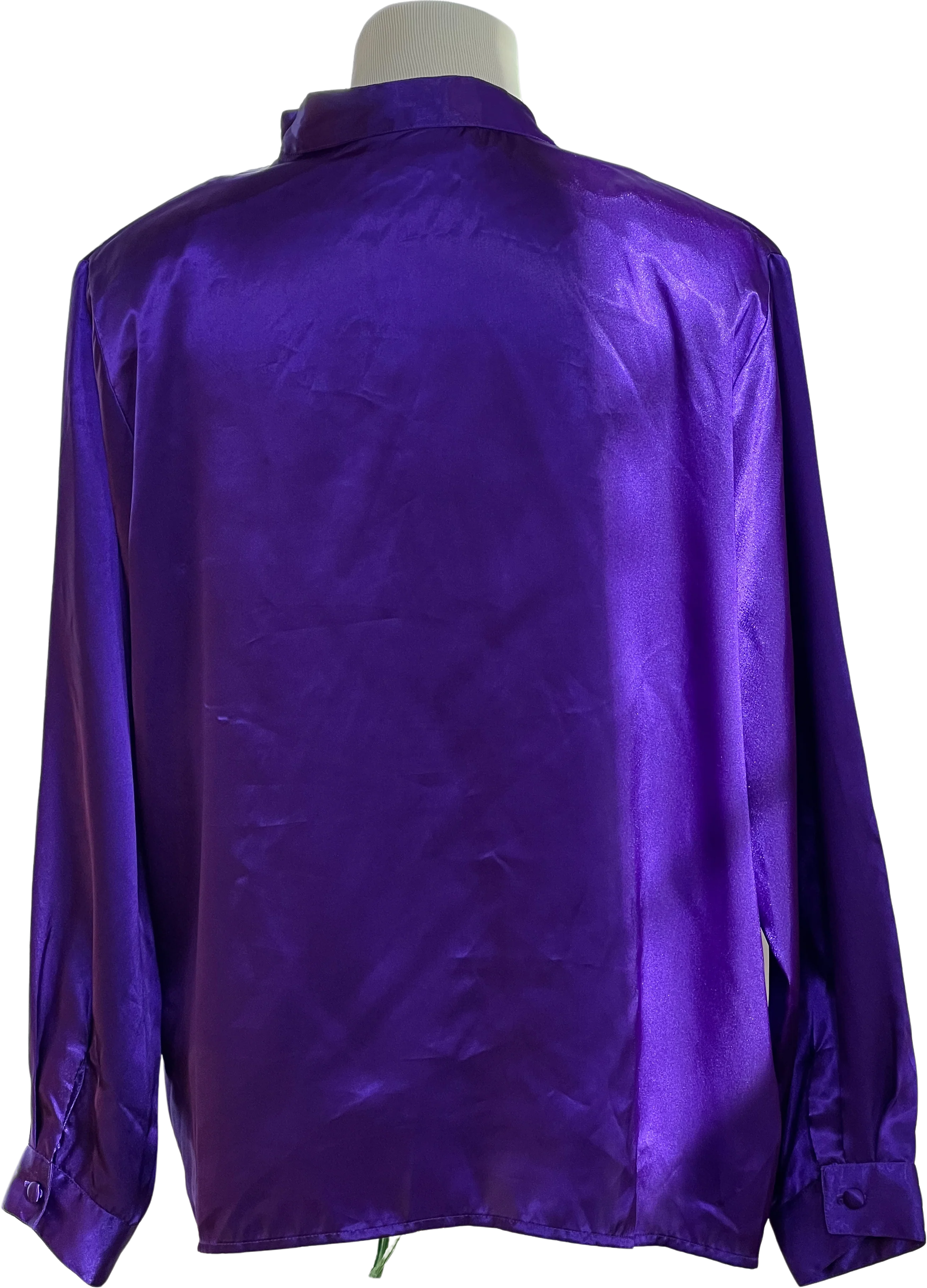80s Royal Purple Silky Pleated Ruffle Top By Private Additions - Image 2
