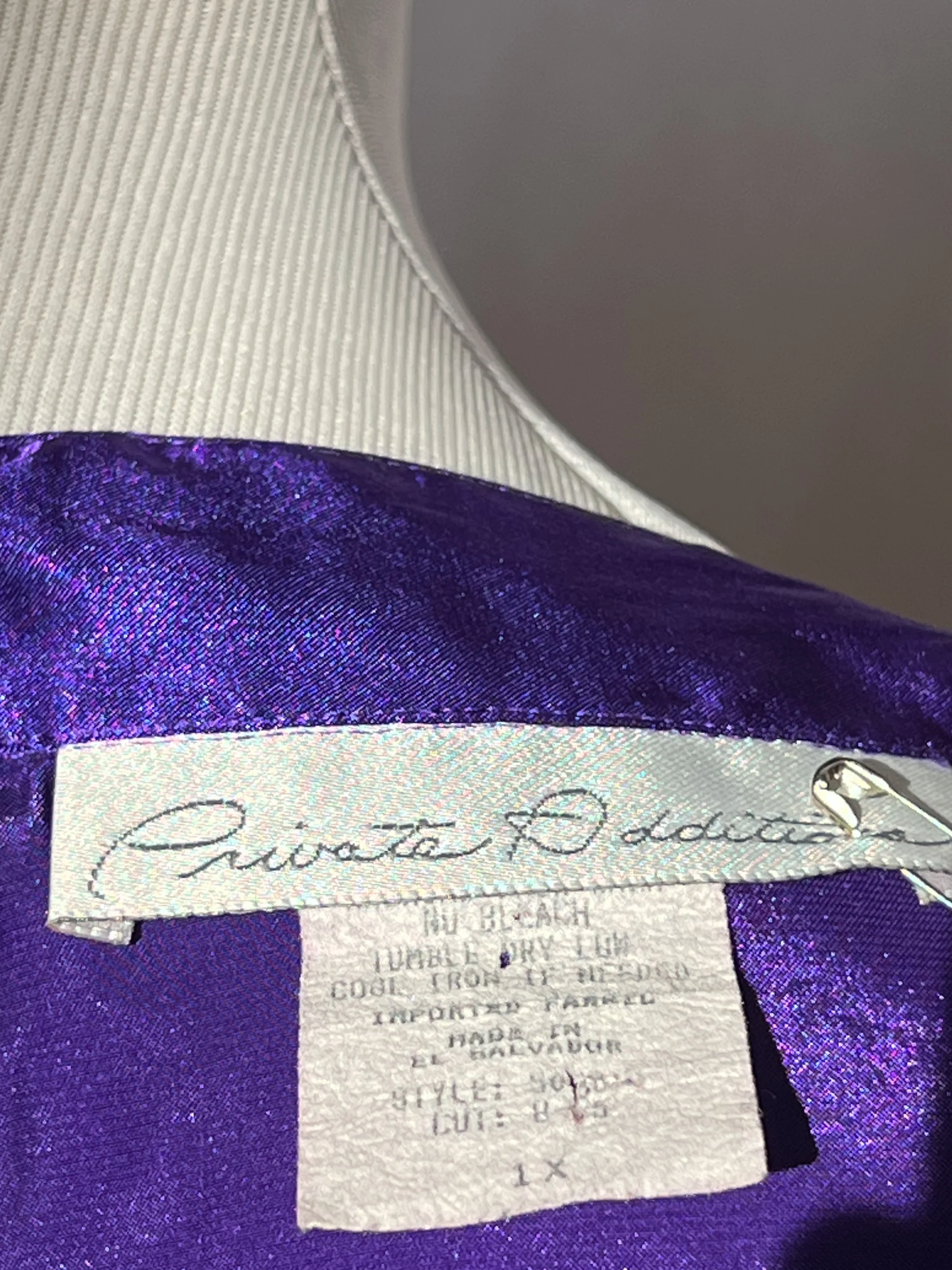80s Royal Purple Silky Pleated Ruffle Top By Private Additions - Image 5