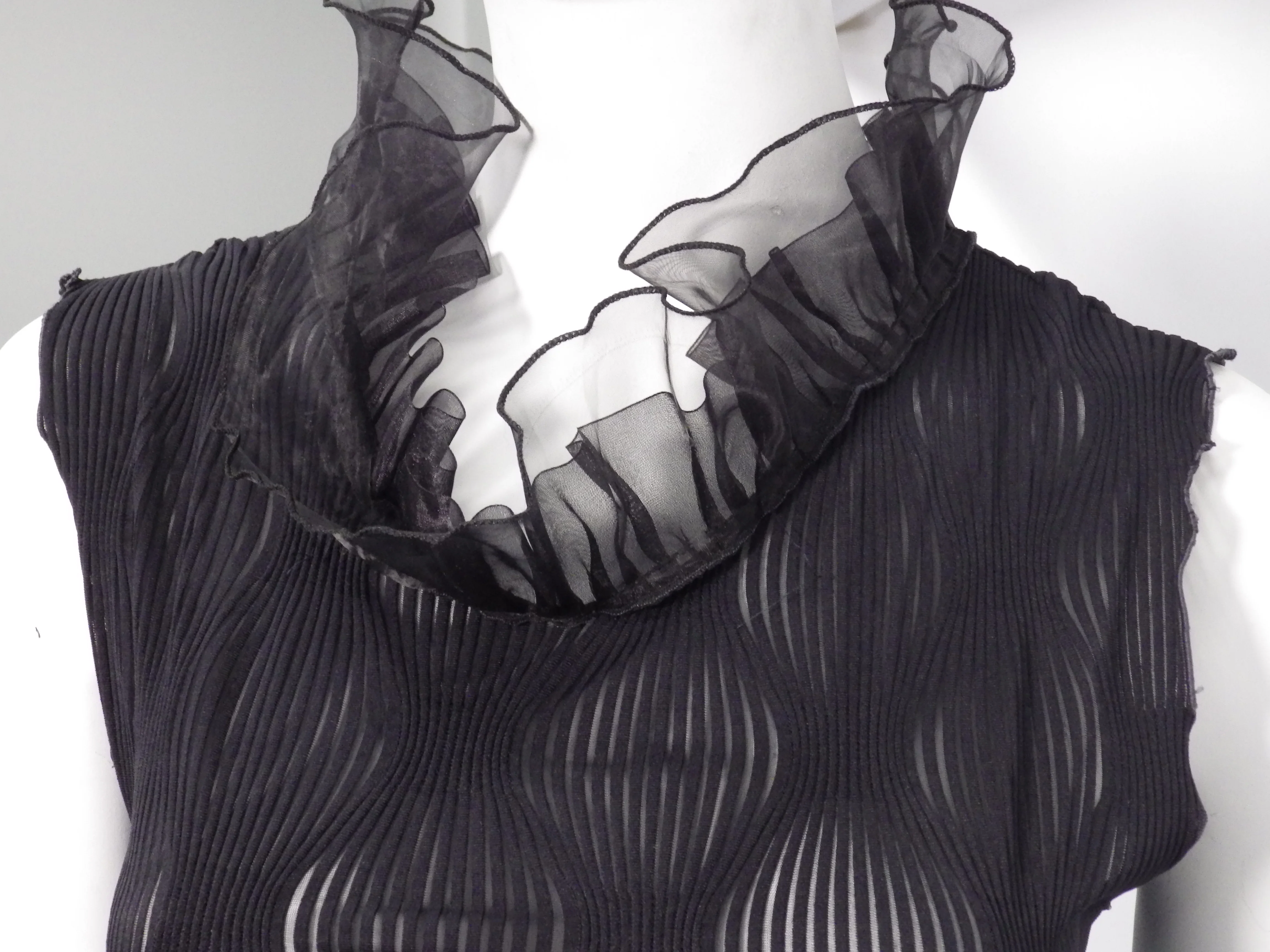 80s Ruffled Collar Sheer Cocktail Dress By Chau Giang Thi Nguyen - Image 3