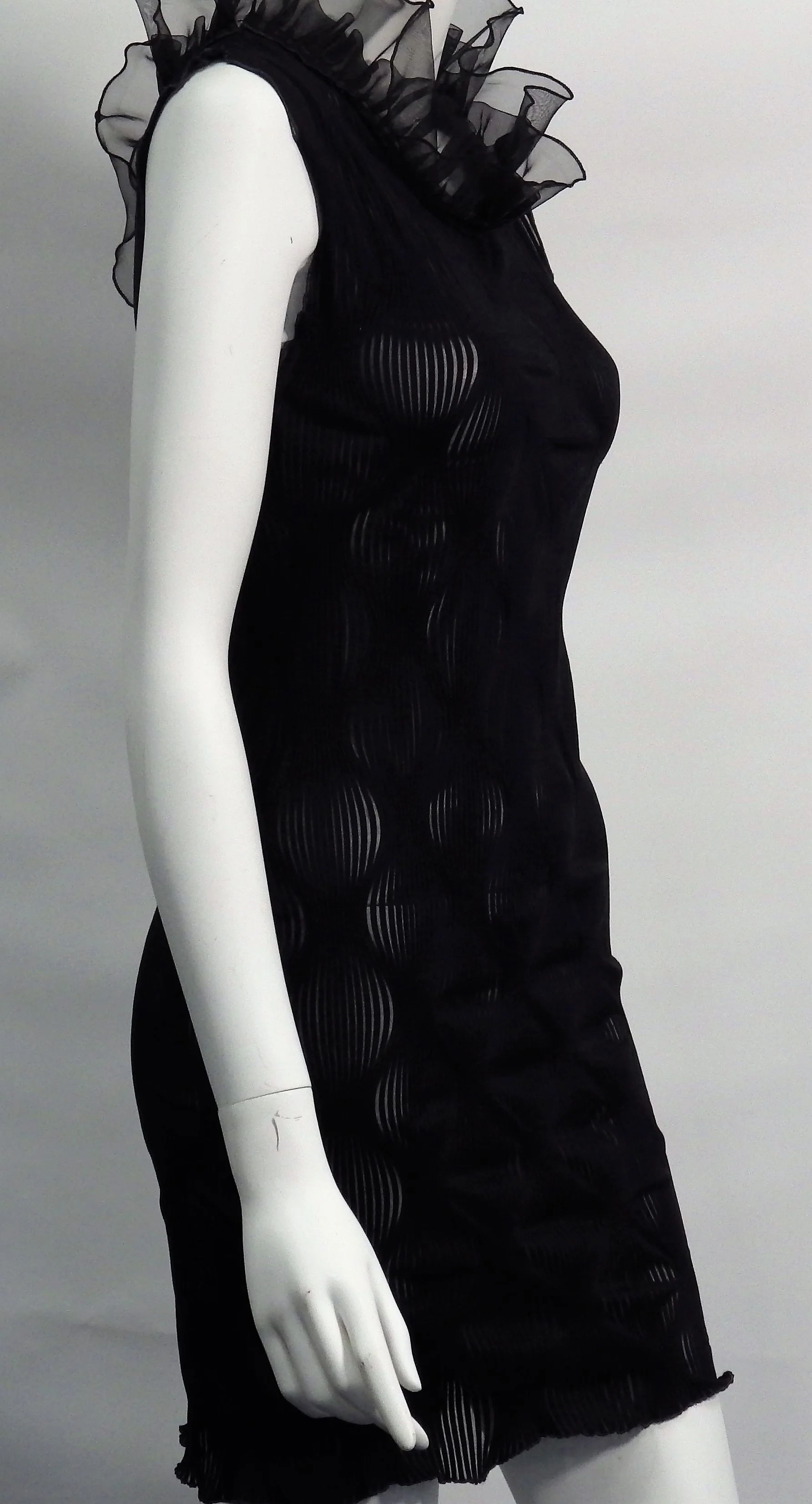 80s Ruffled Collar Sheer Cocktail Dress By Chau Giang Thi Nguyen - Image 4
