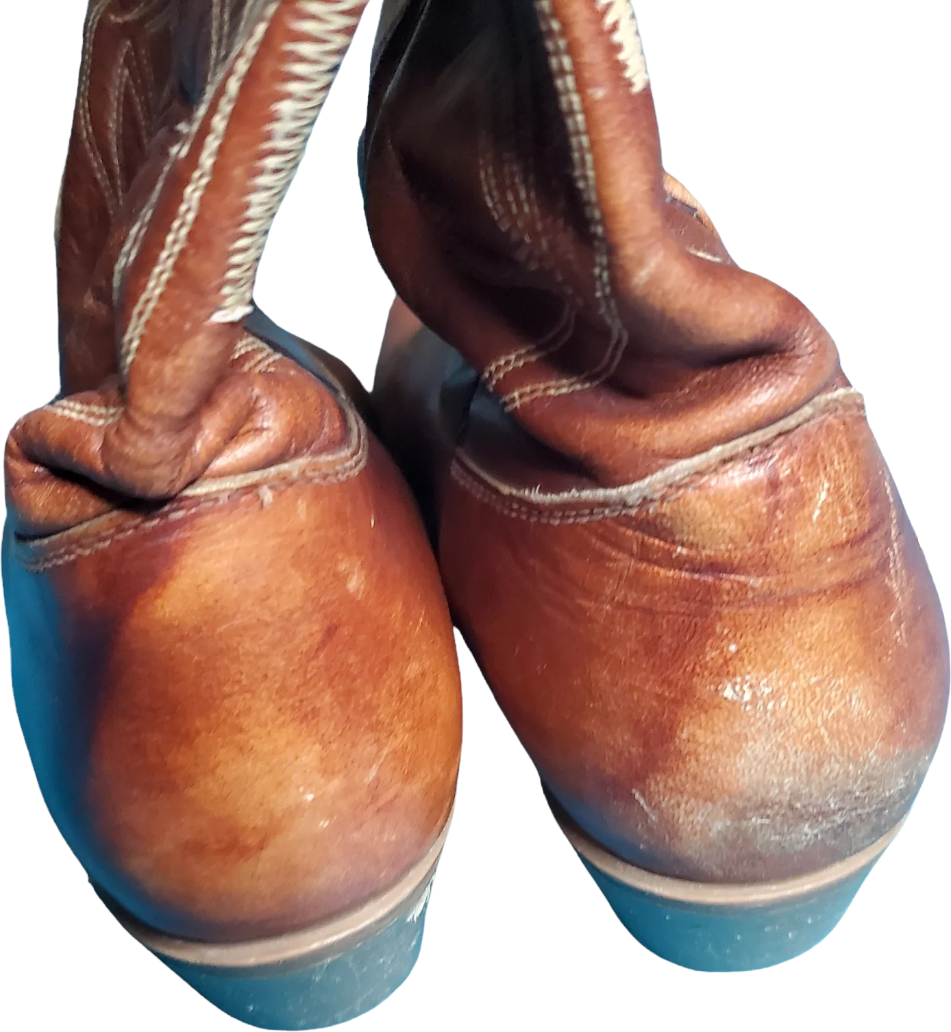 80s Saddle Brown Pointed Toe Cowboy Boots By Texas Leather Co - Image 2