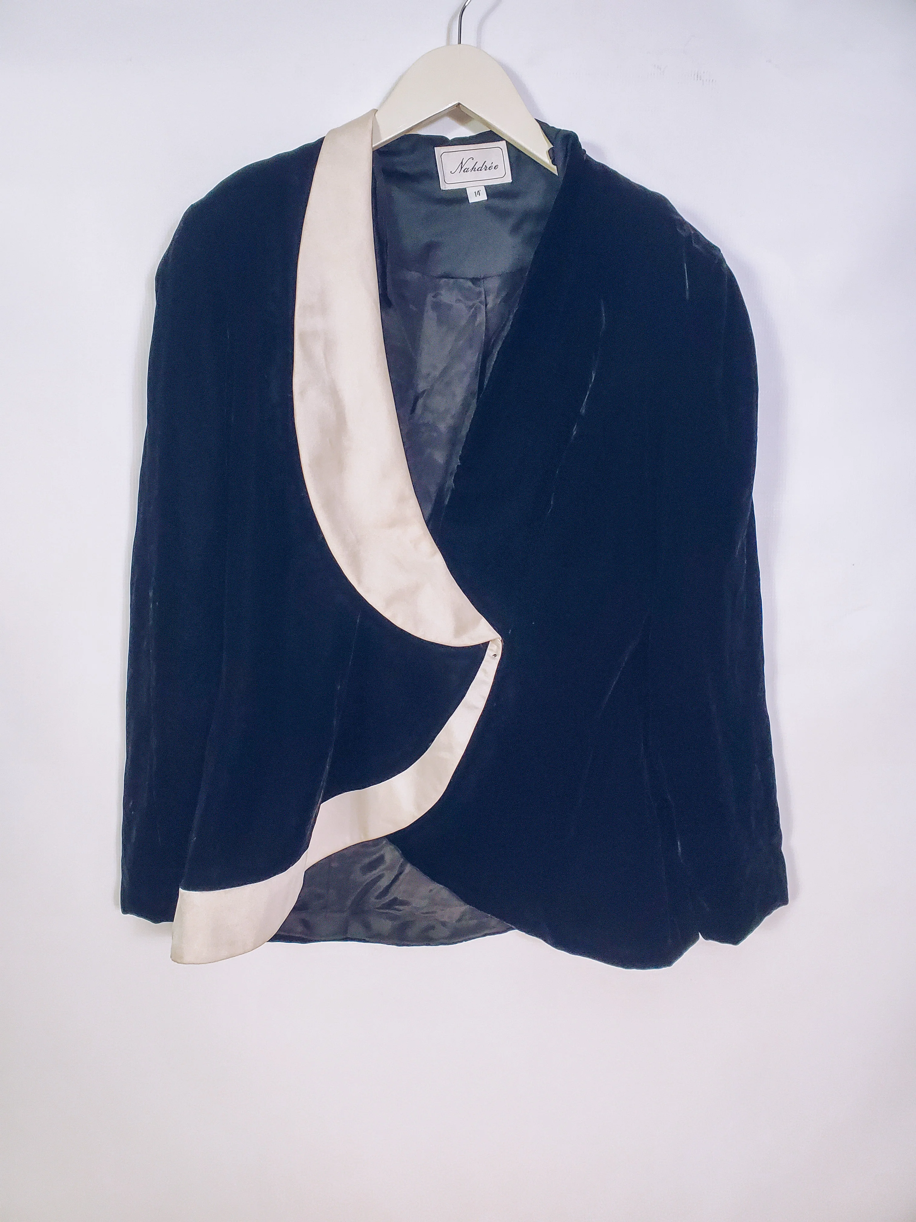 80s Satin Trim Velvet Jacket By Nahdree - Image 4