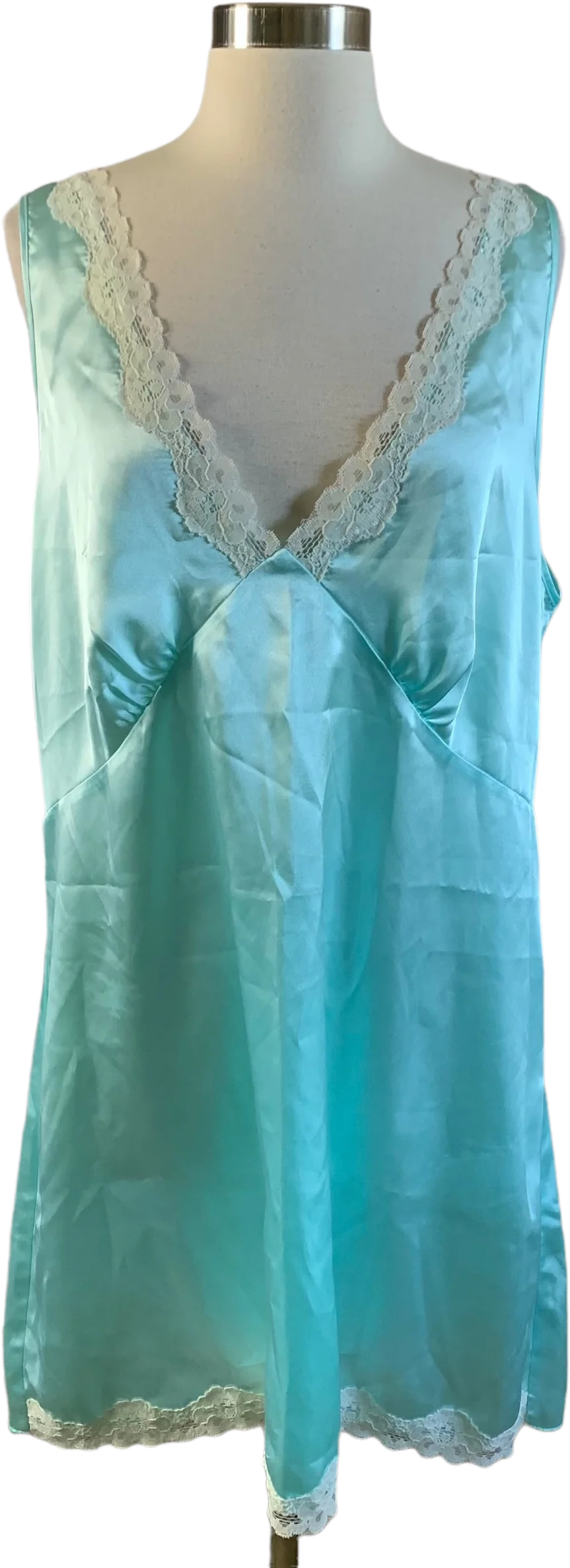 80s Satiny Lacey Bare Tie Back Plus Size Nighty By Amoureuse