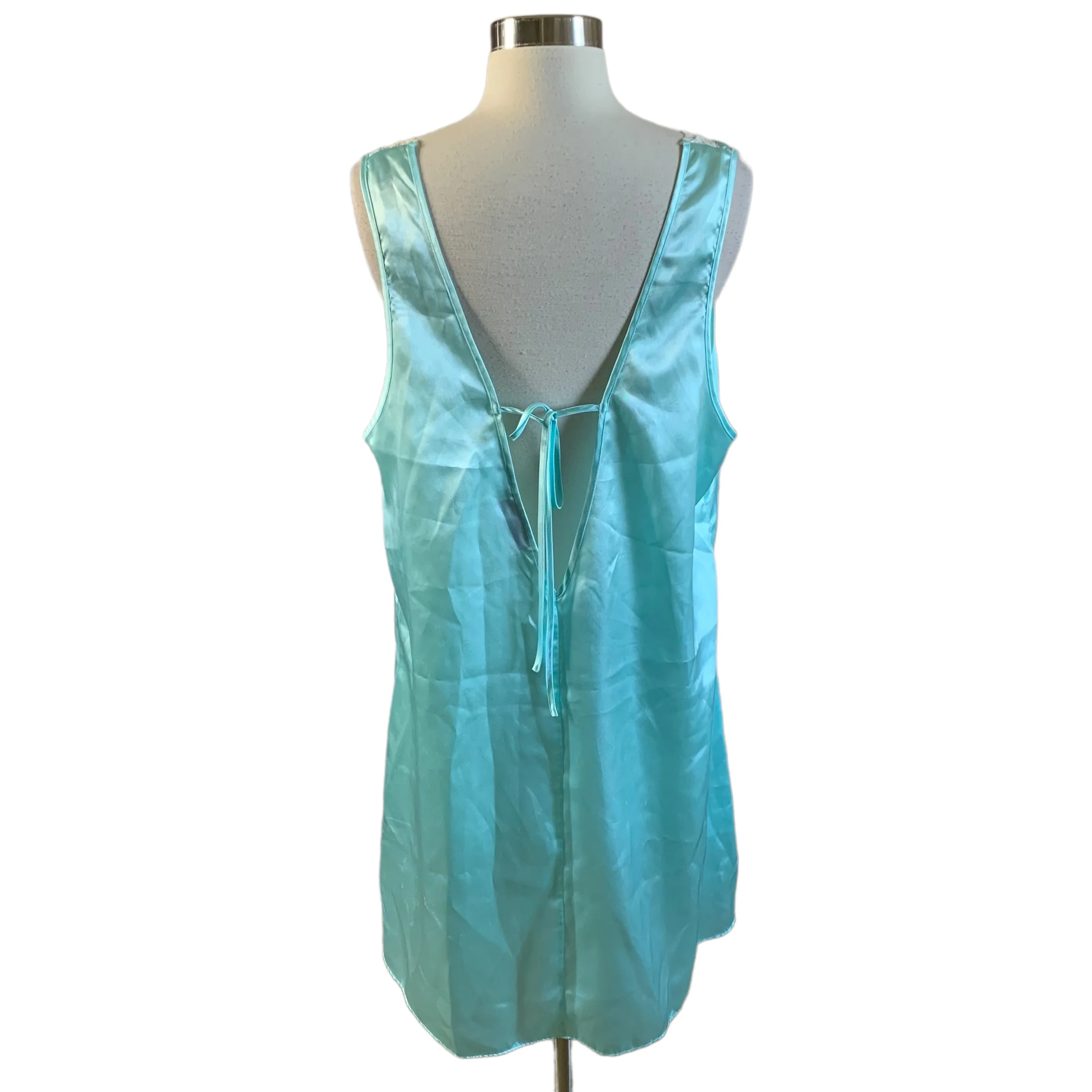 80s Satiny Lacey Bare Tie Back Plus Size Nighty By Amoureuse - Image 8