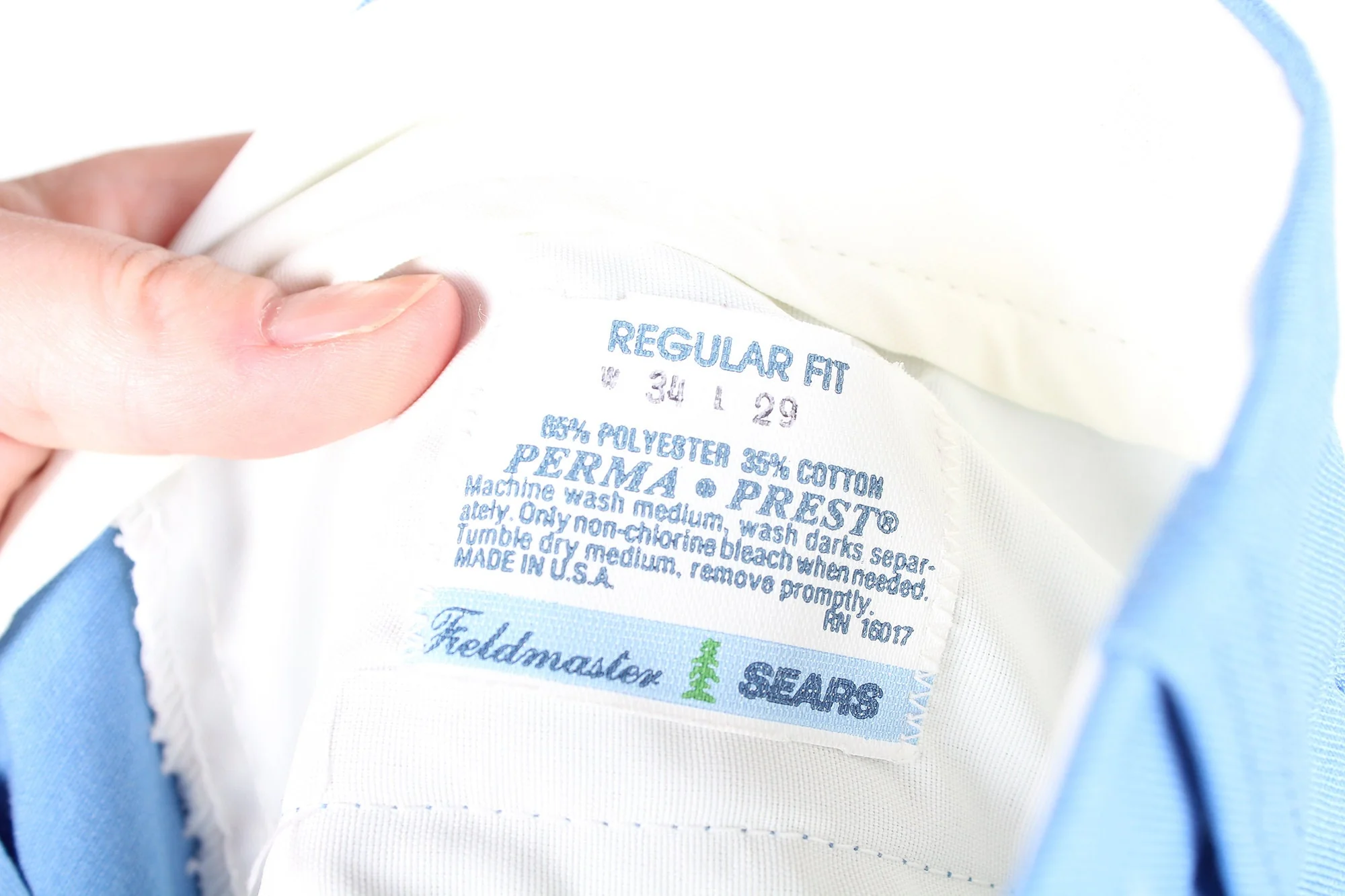 80s Sears Fieldmaster Light Blue Men's Summer Dress Pants Khaki Slacks by Sears - Image 2