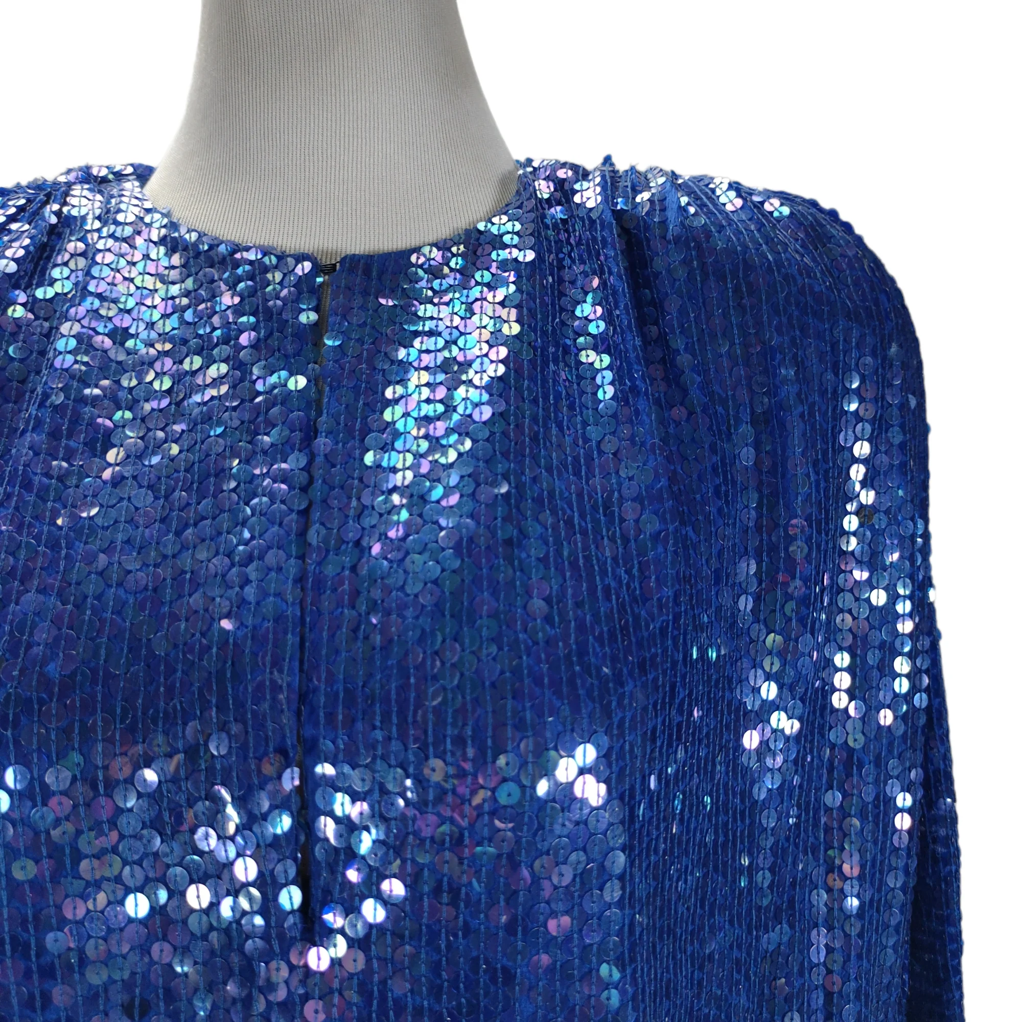 80s Sequin Blouson Draped Midi Cocktail Dress By Lillie Rubin - Image 3