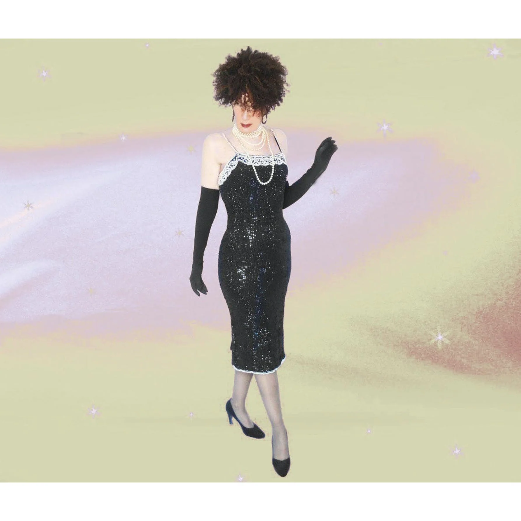 80s Sequin Bodycon Sheath Deadstock Cocktail Dress - Image 3