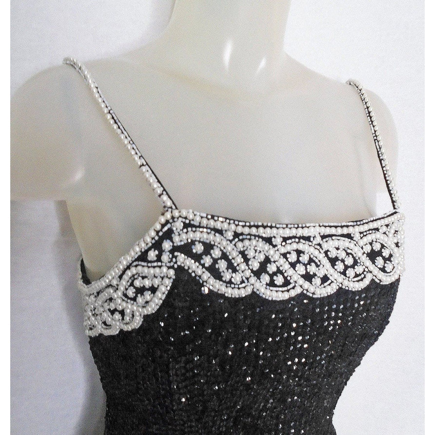 80s Sequin Bodycon Sheath Deadstock Cocktail Dress - Image 5
