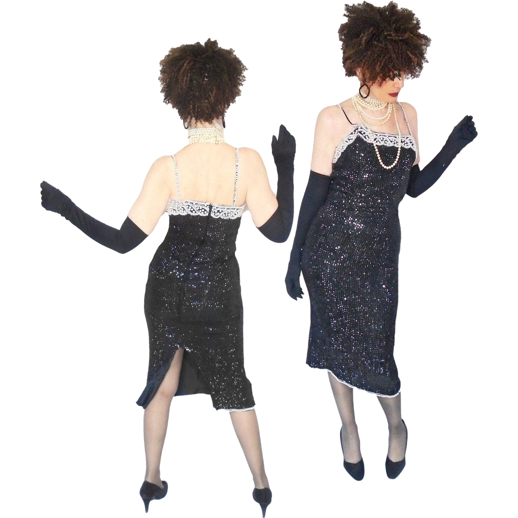 80s Sequin Bodycon Sheath Deadstock Cocktail Dress - Image 6
