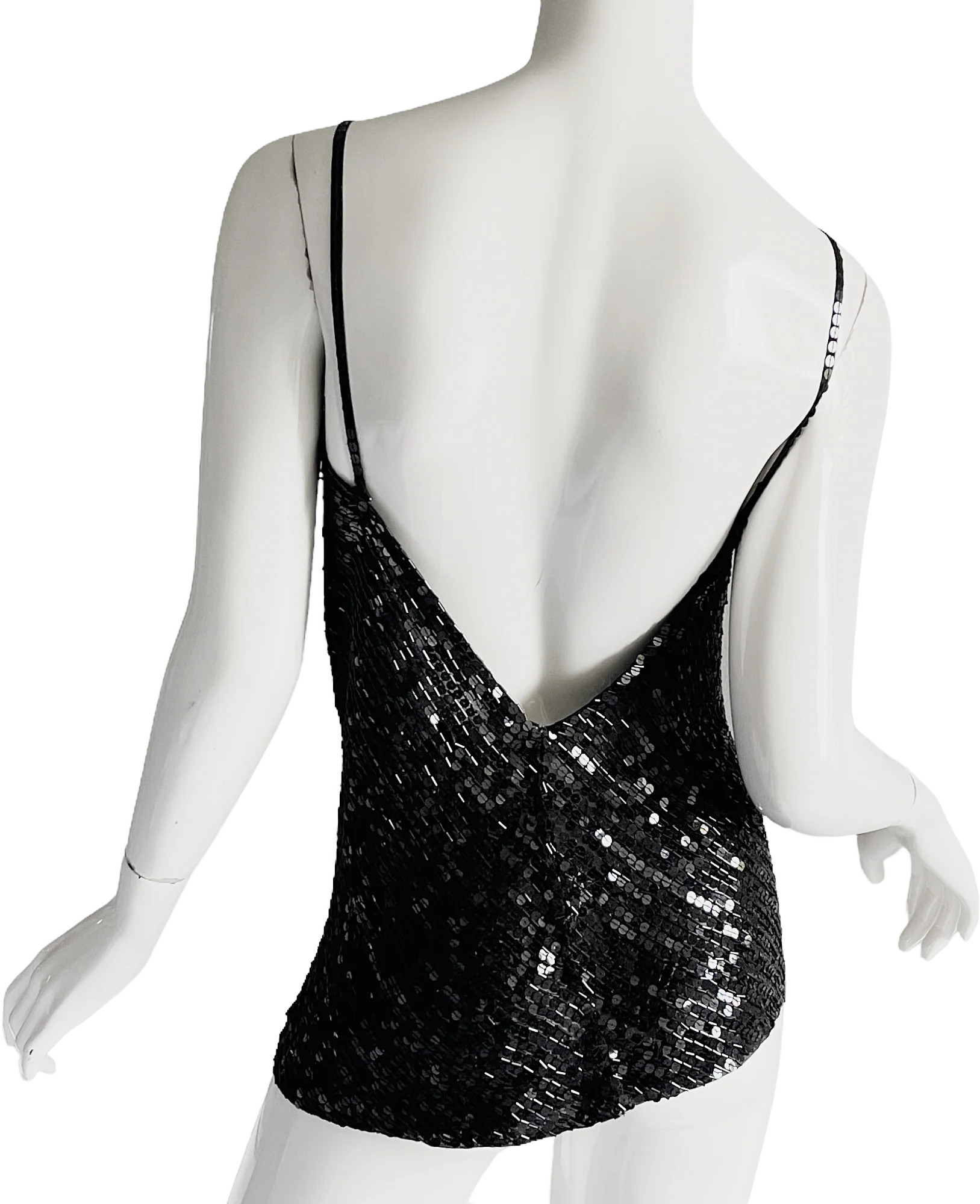 80s Sequins Silk Halter Tank Disco Top - Image 2