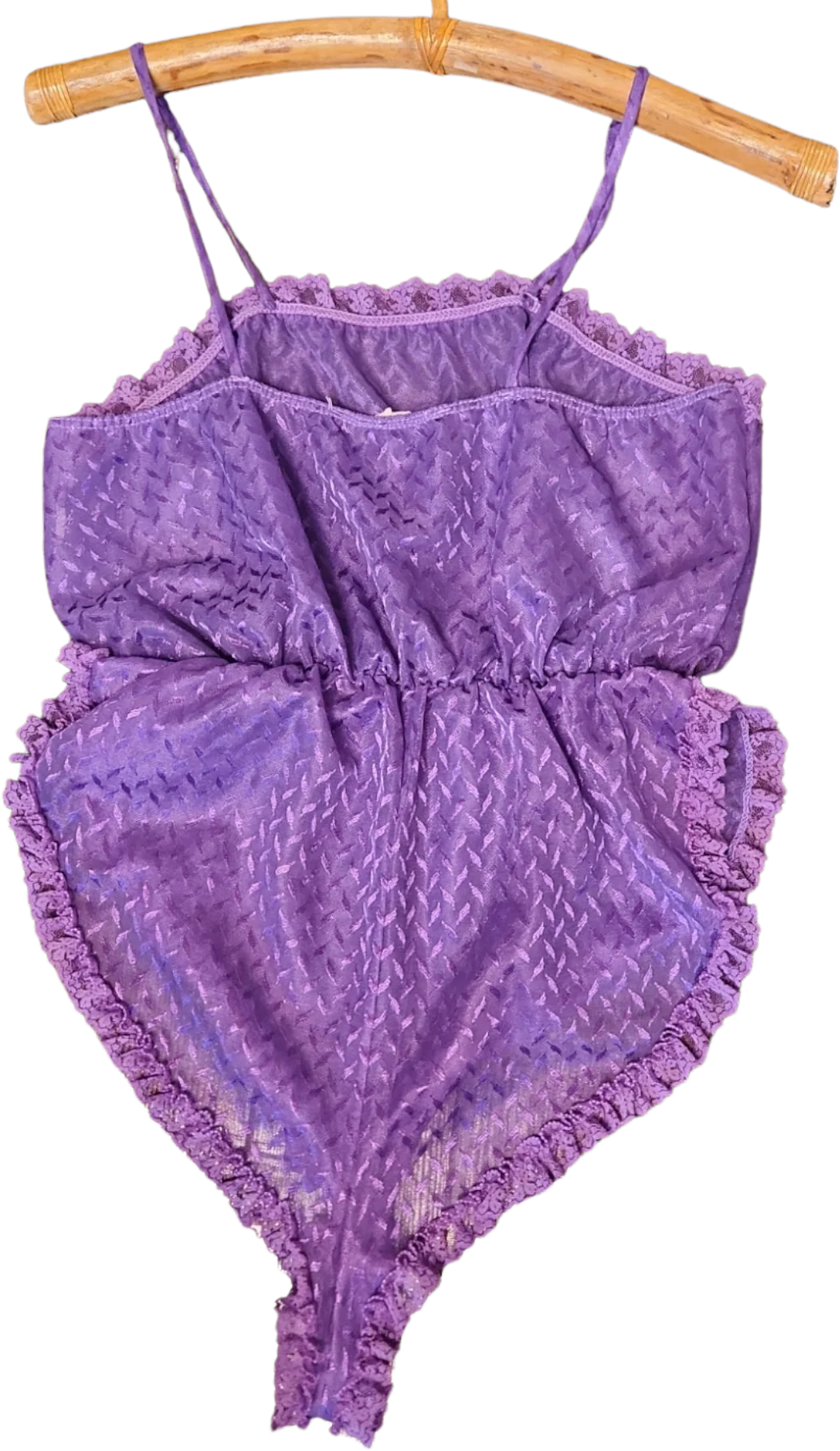 80s Sexy Purple Lace One Piece Teddy Romper By Stardust - Image 2