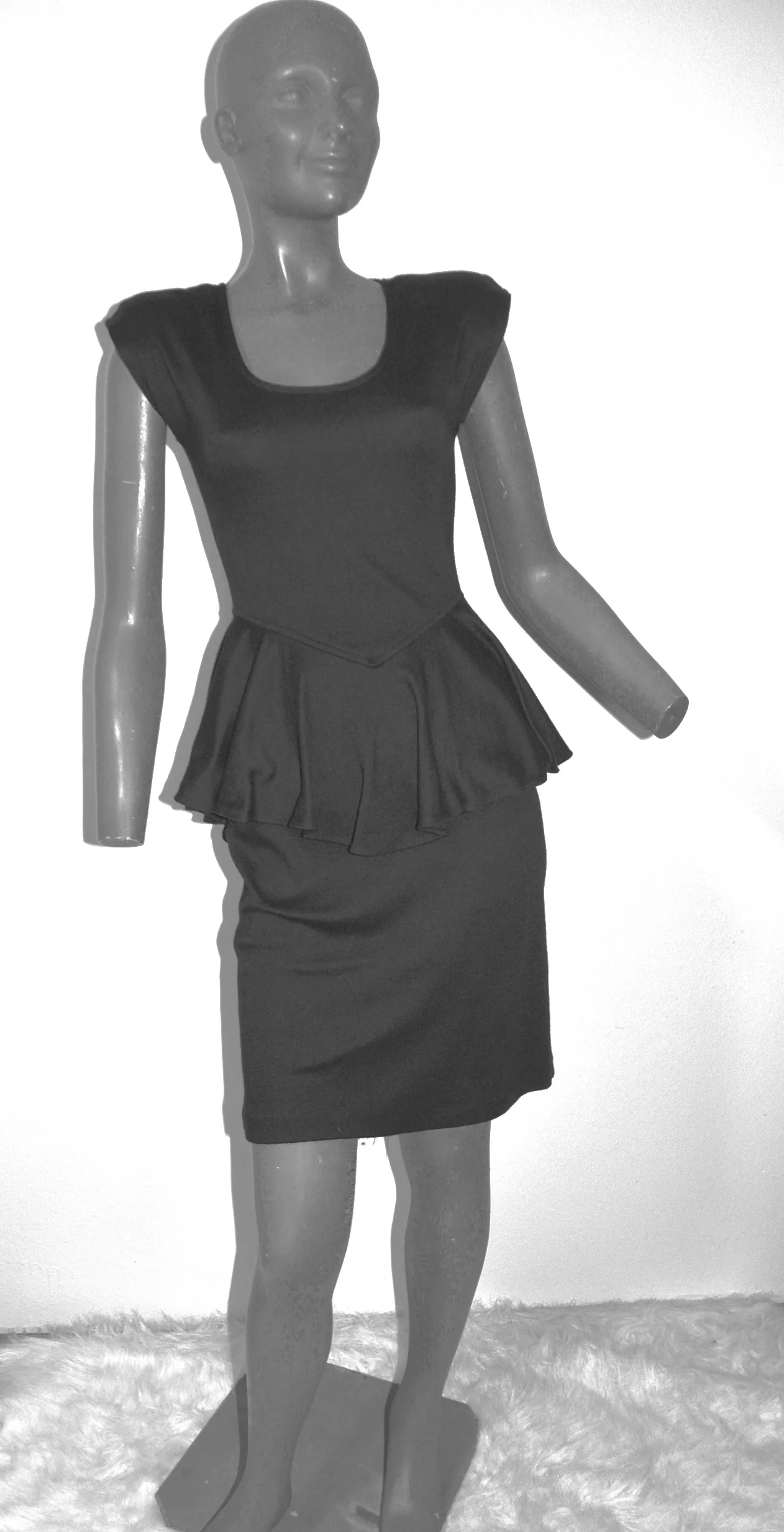 80s Sheath Dress With Peplum -open Back 5/6 By Jody California - Image 7