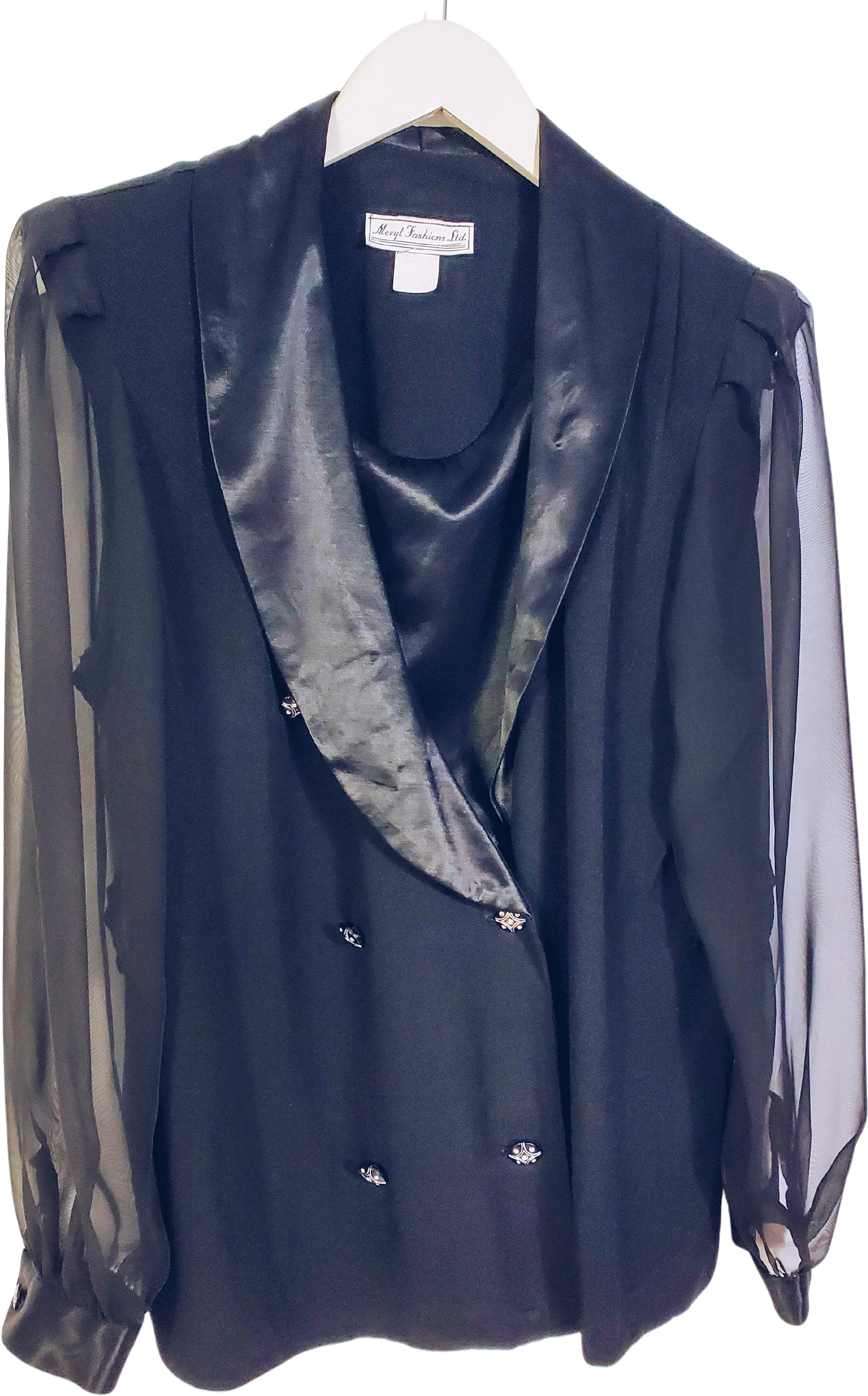 80s Sheer Sleeve Blazer By Meryl Fashions Ltd.
