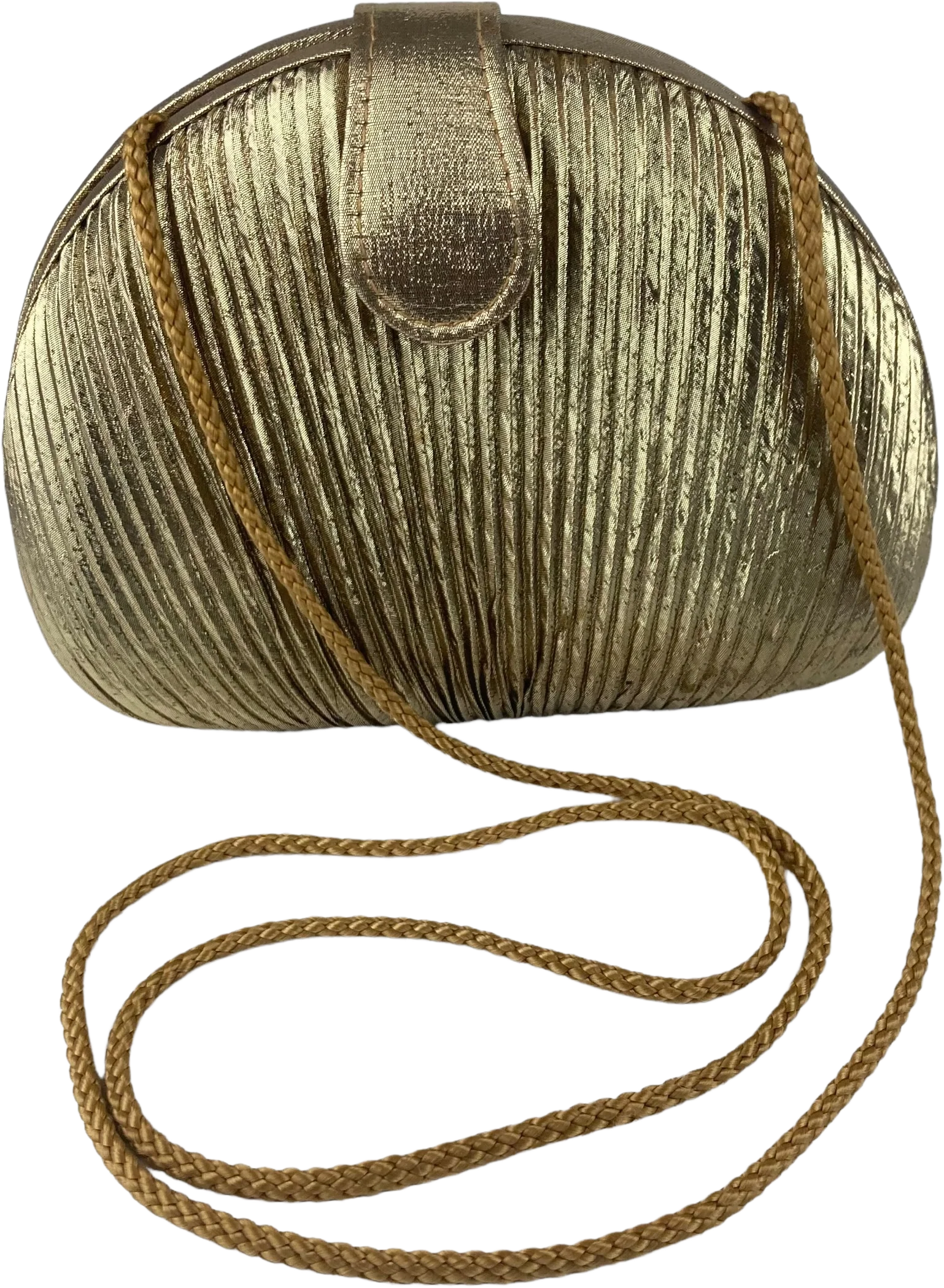 80s Shell Shaped Gold Lamé Evening Bag By Warren Reed