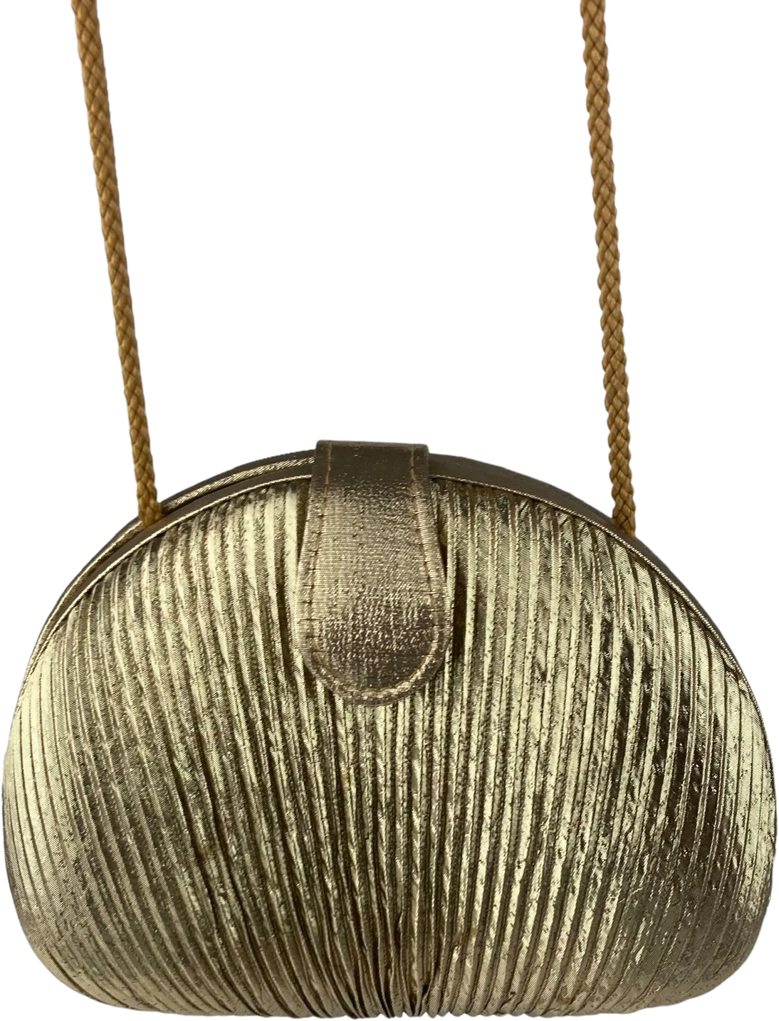 80s Shell Shaped Gold Lamé Evening Bag By Warren Reed - Image 14