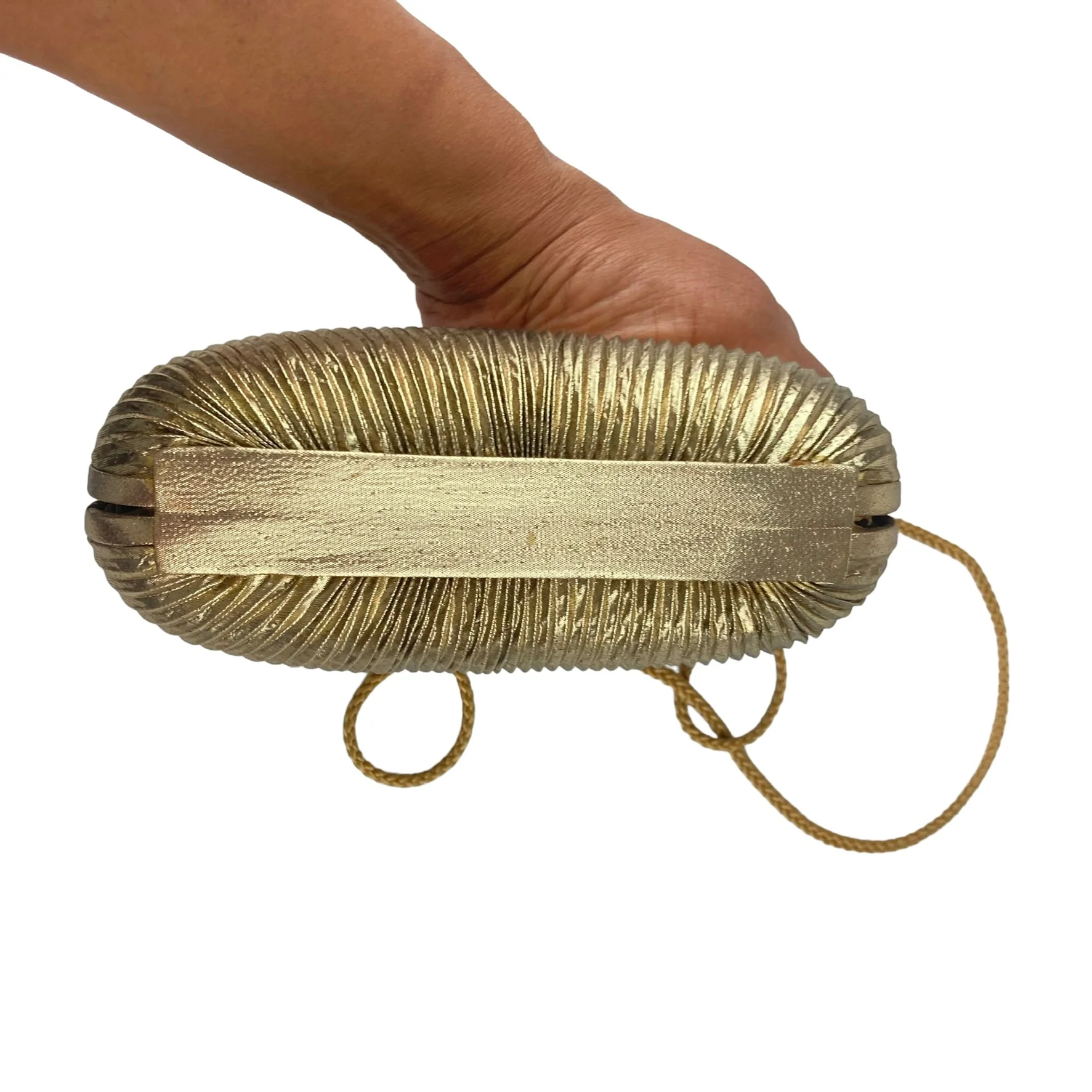 80s Shell Shaped Gold Lamé Evening Bag By Warren Reed - Image 8