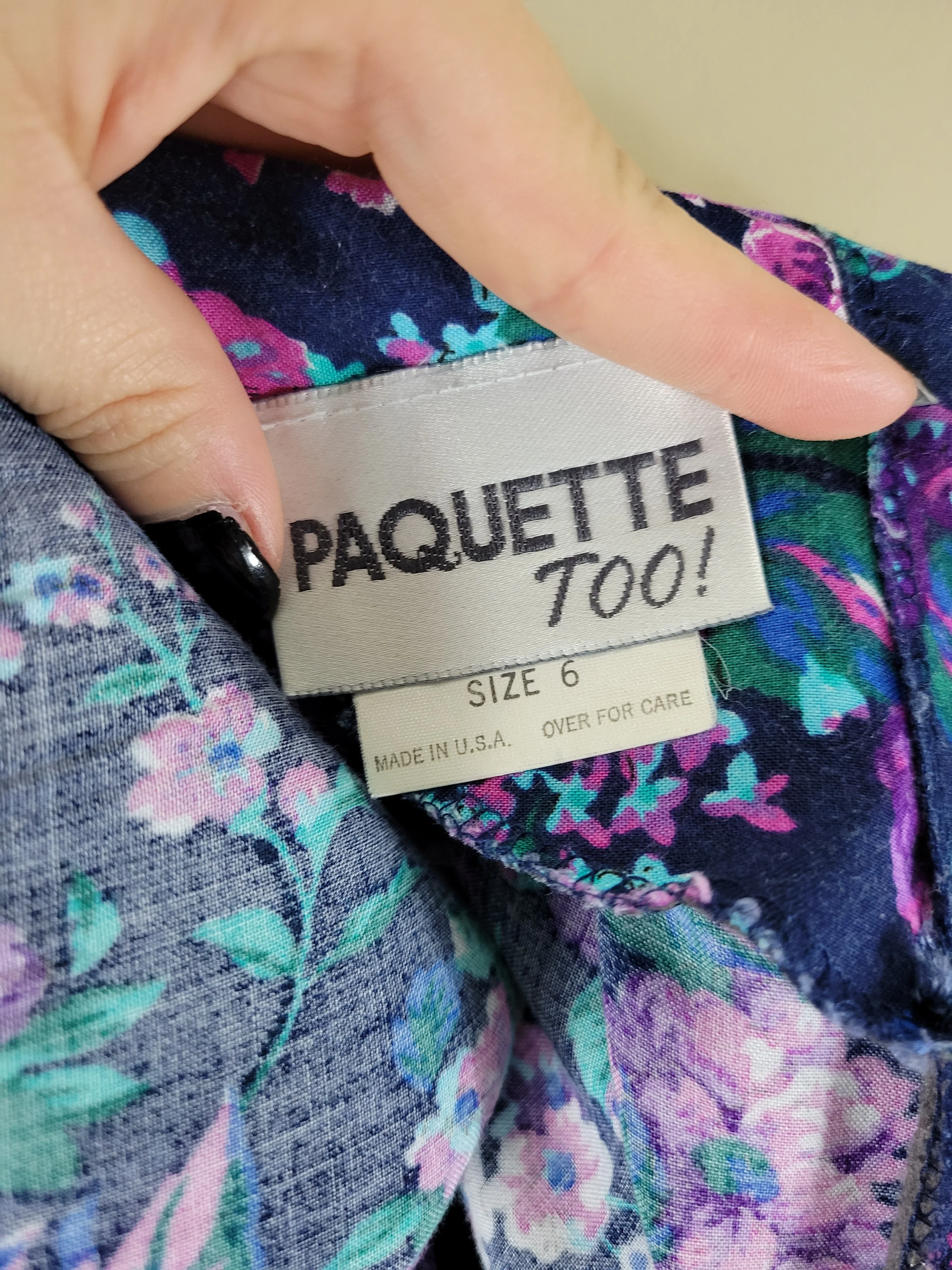 80s Short Sleeve Floral Belted Dress By Paquette Too! - Image 15
