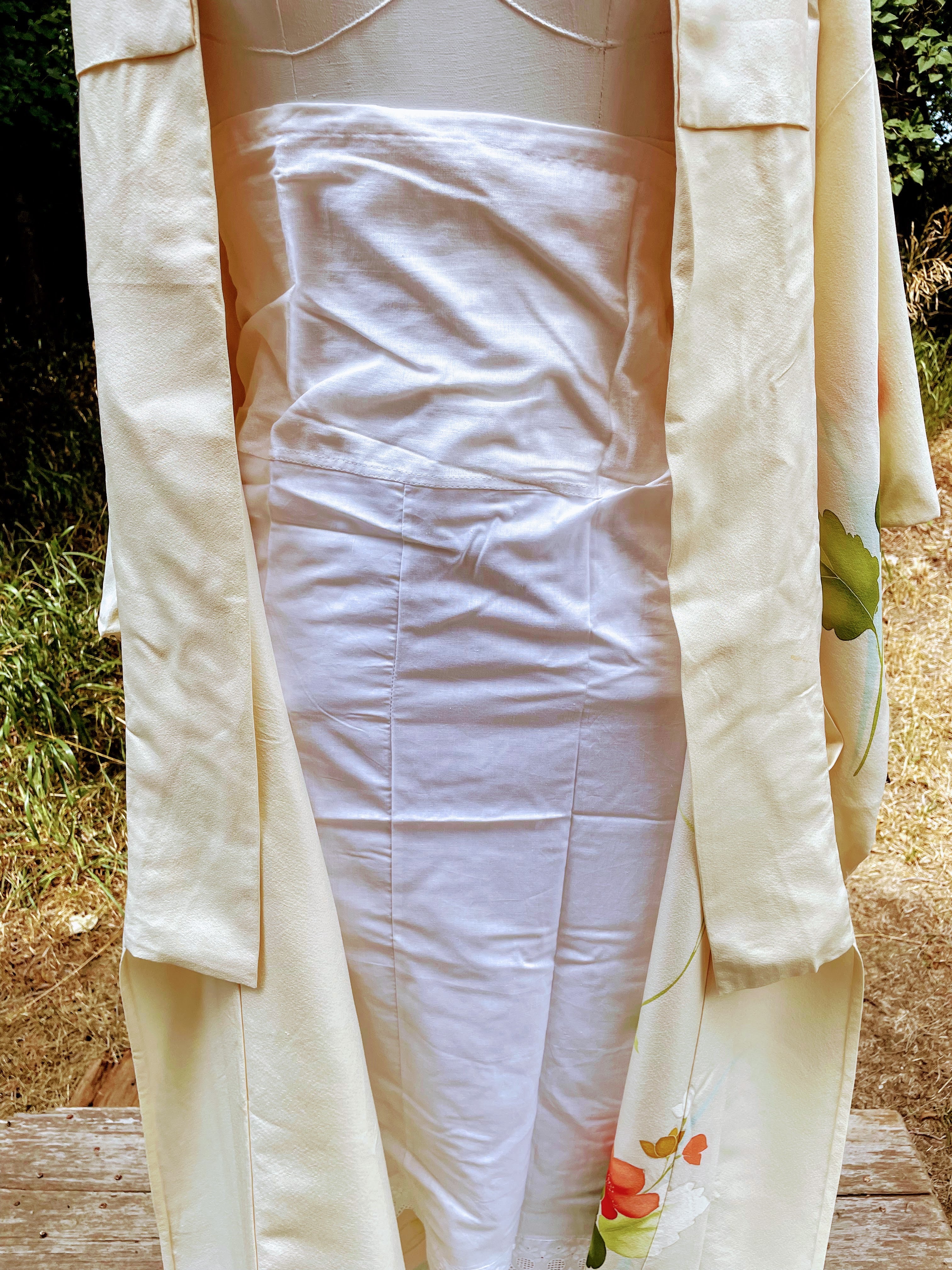 80s Silk Kimono Obi Belt, Shoes, Slip, Fan - Image 4