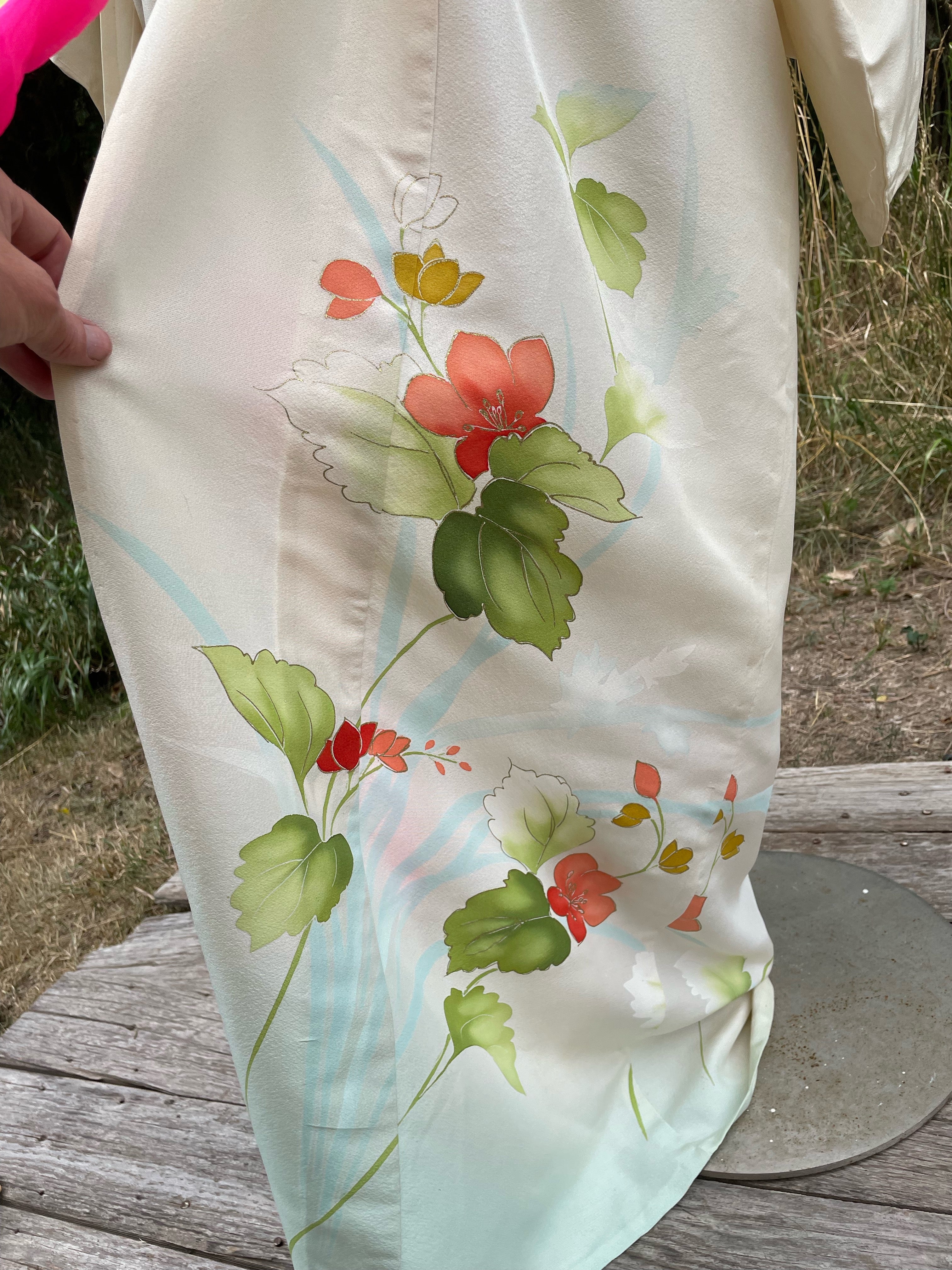 80s Silk Kimono Obi Belt, Shoes, Slip, Fan - Image 9