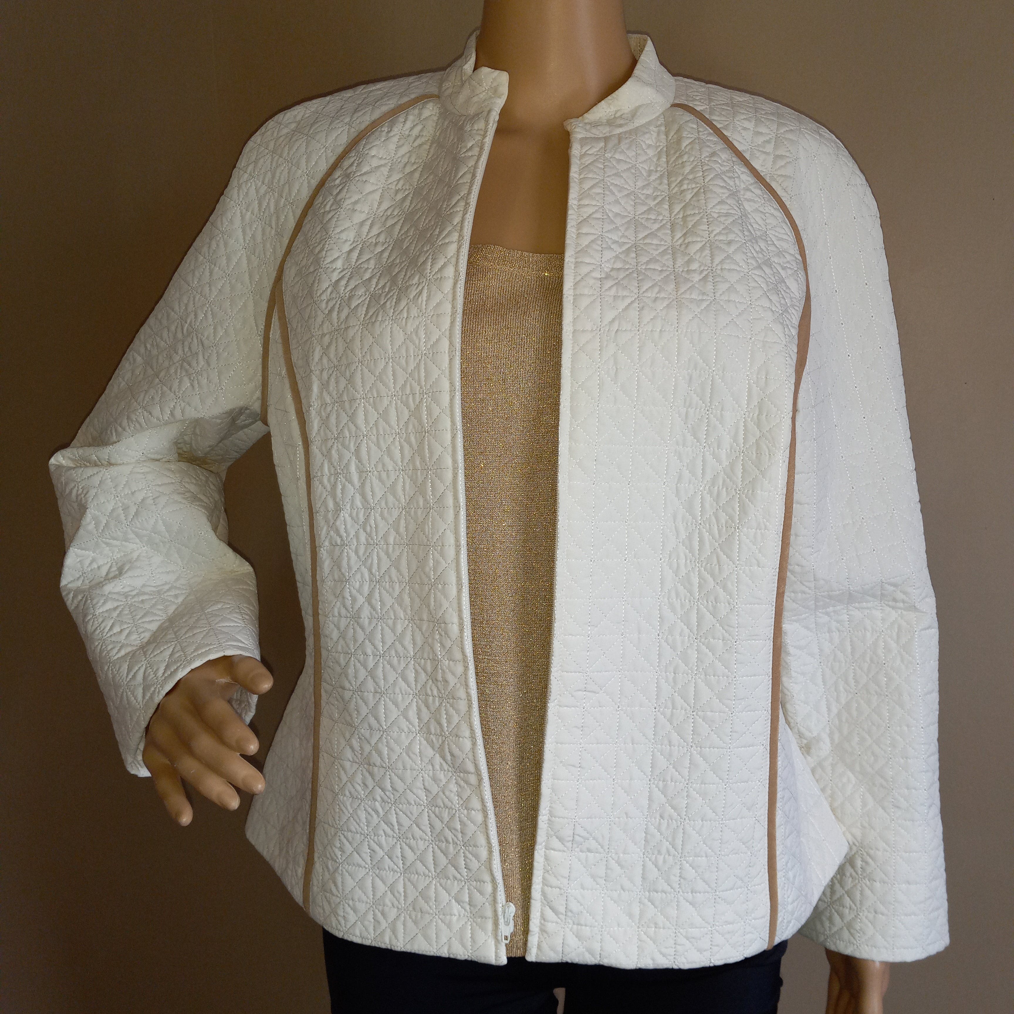 80s Silk top Matching Quilted Jacket Zip Front by Peck & Peck - Image 6