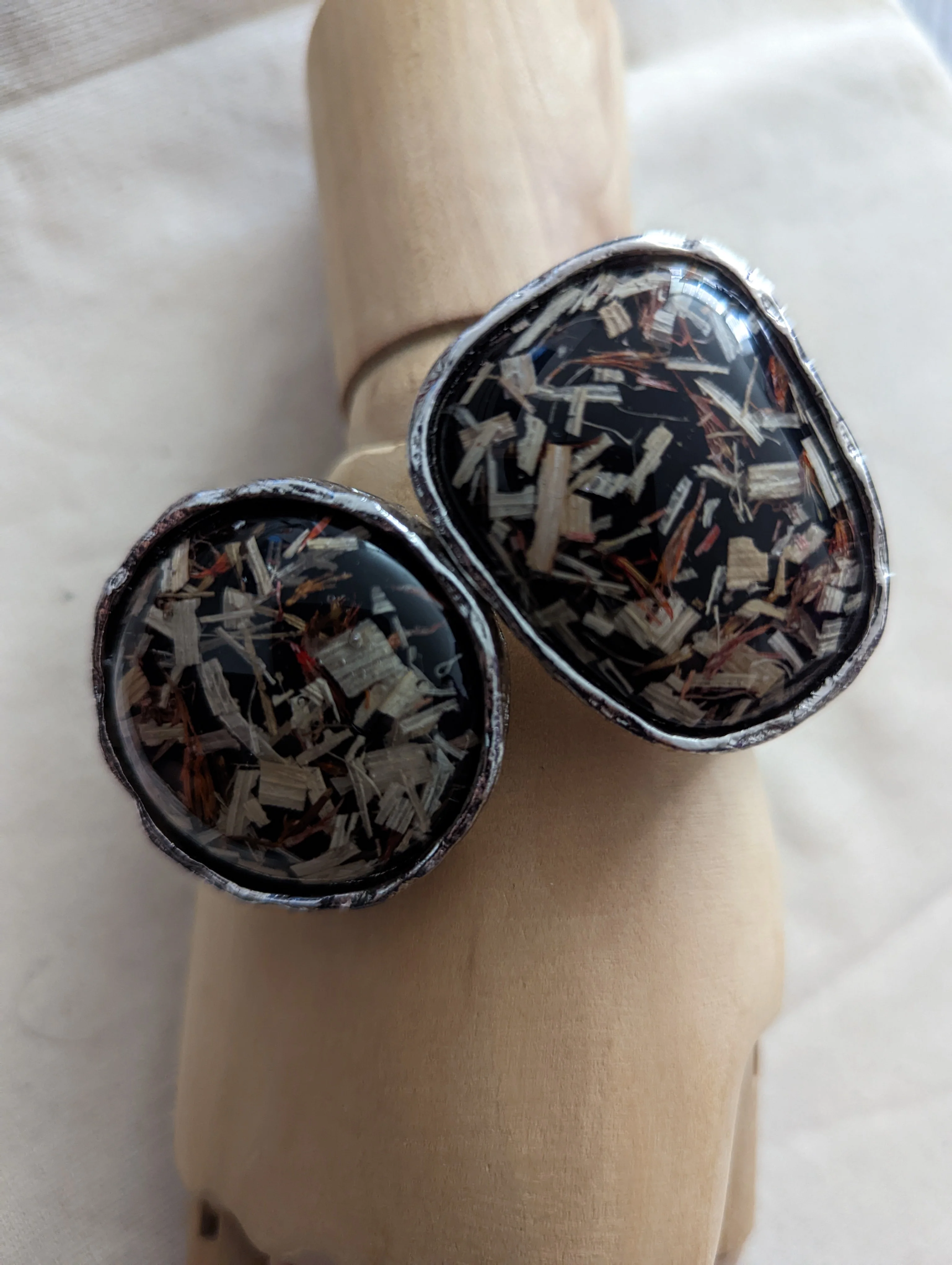 80s Silver Clamper Bracelet With Accent Stones - Image 2