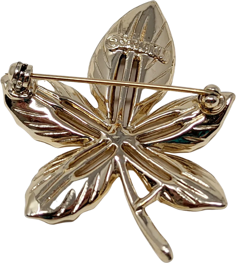 80s Silver Gone Tone Maple Leaf Shaped Pin By Sarah Coventry - Image 2