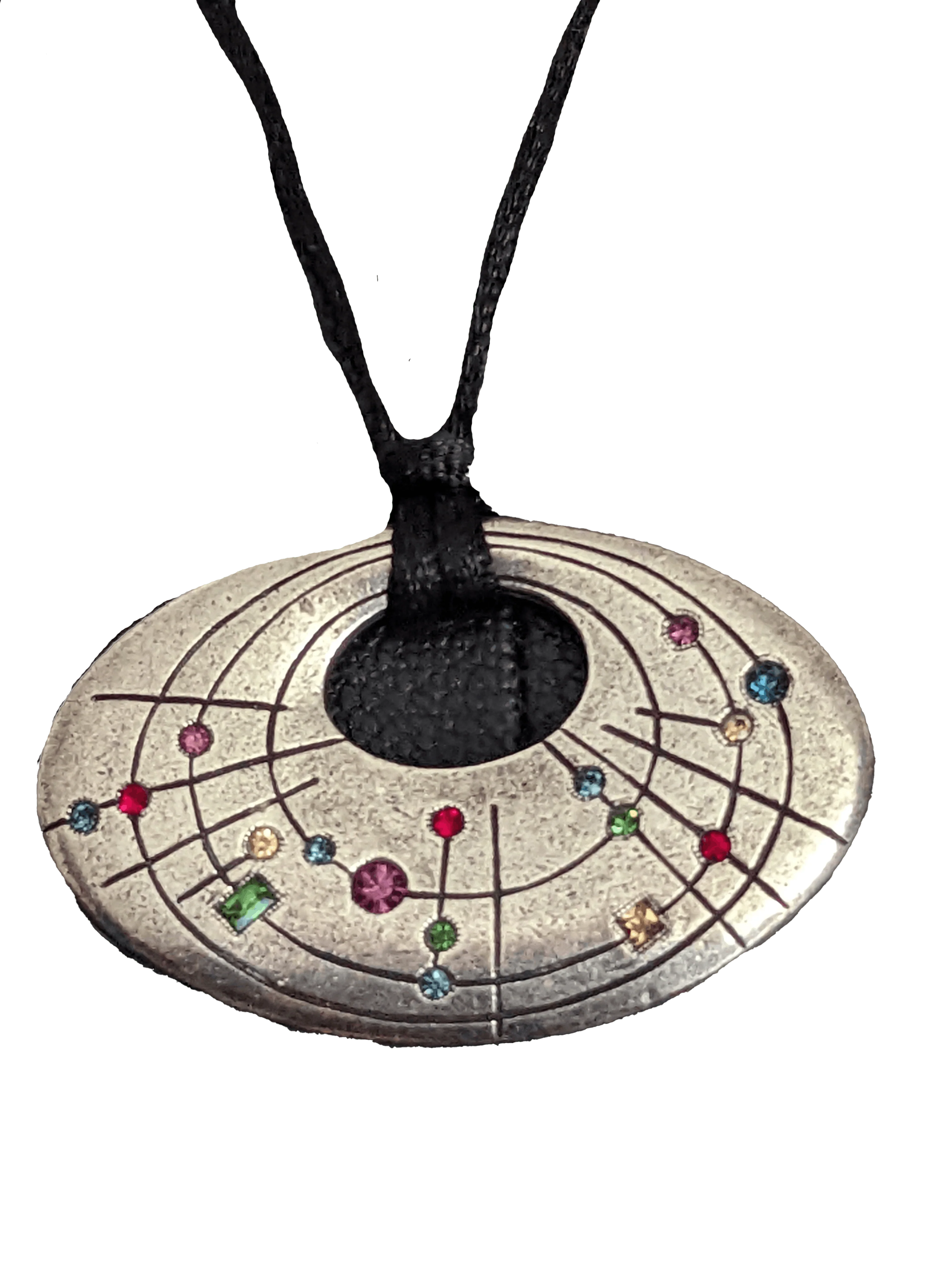 80s Silver Multiple Color Pendant By Patricia Locke