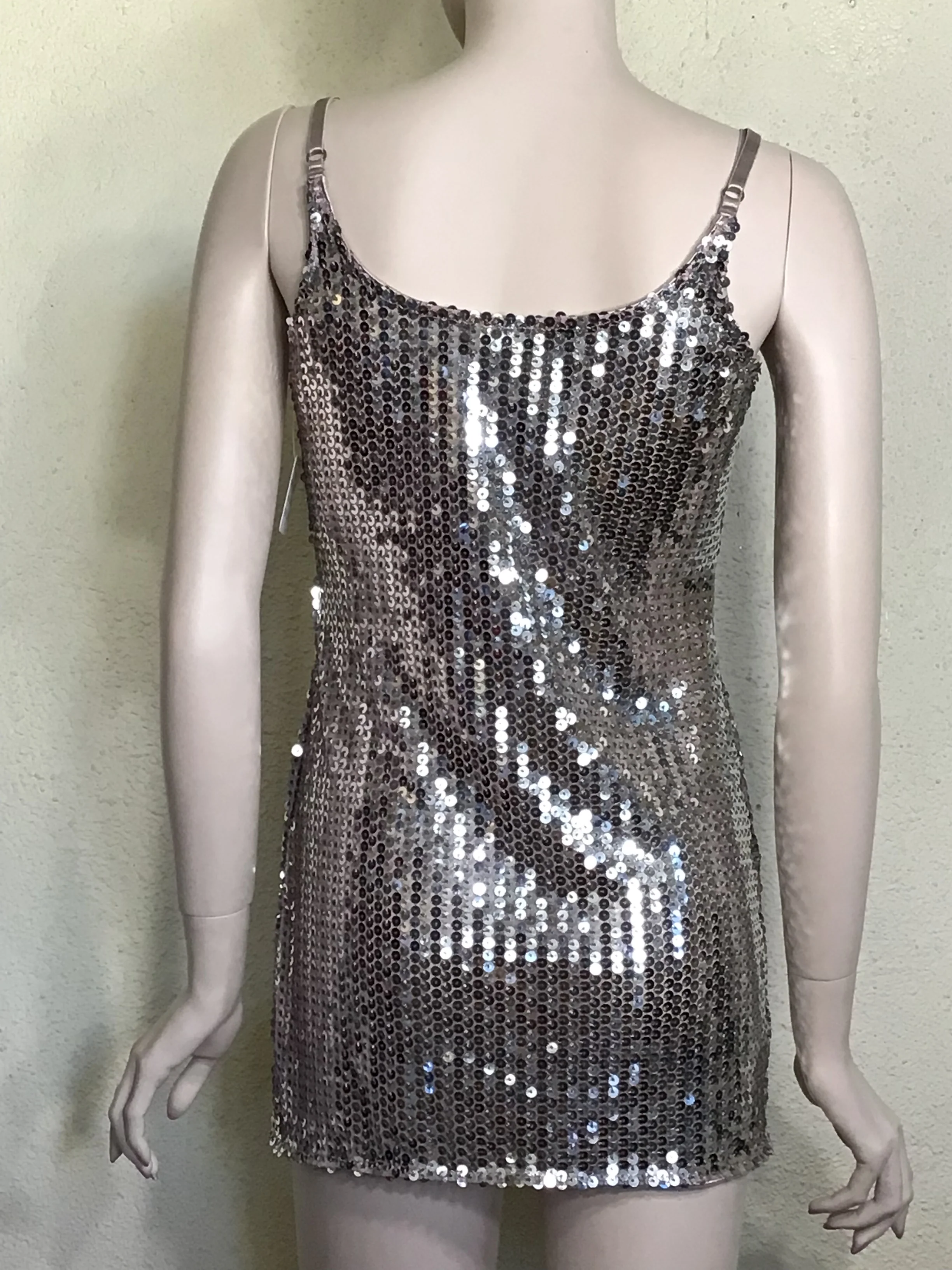 80s Silver Pink Mesh Metallic Sequined Mini Dress By Daytrip - Image 4