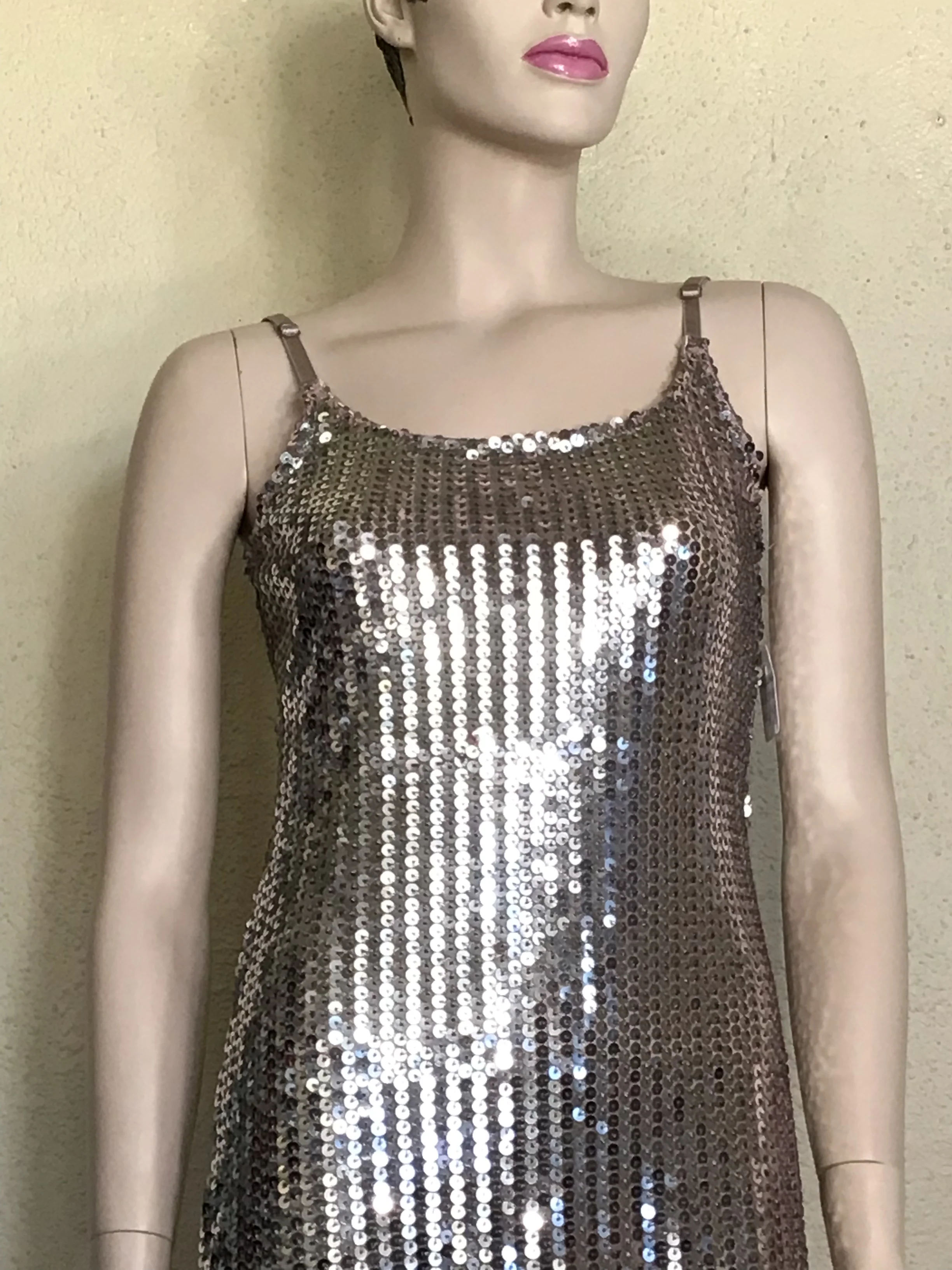 80s Silver Pink Mesh Metallic Sequined Mini Dress By Daytrip - Image 5