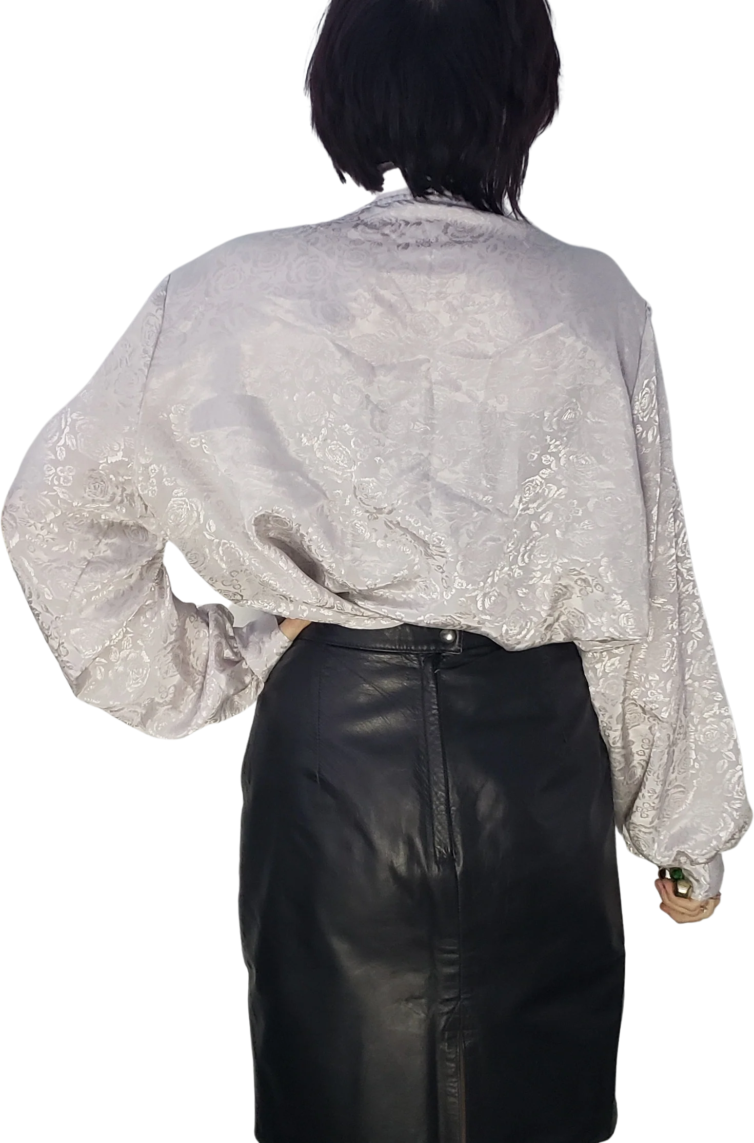 80s Silver Rose Blouse By Laura Mae - Image 2
