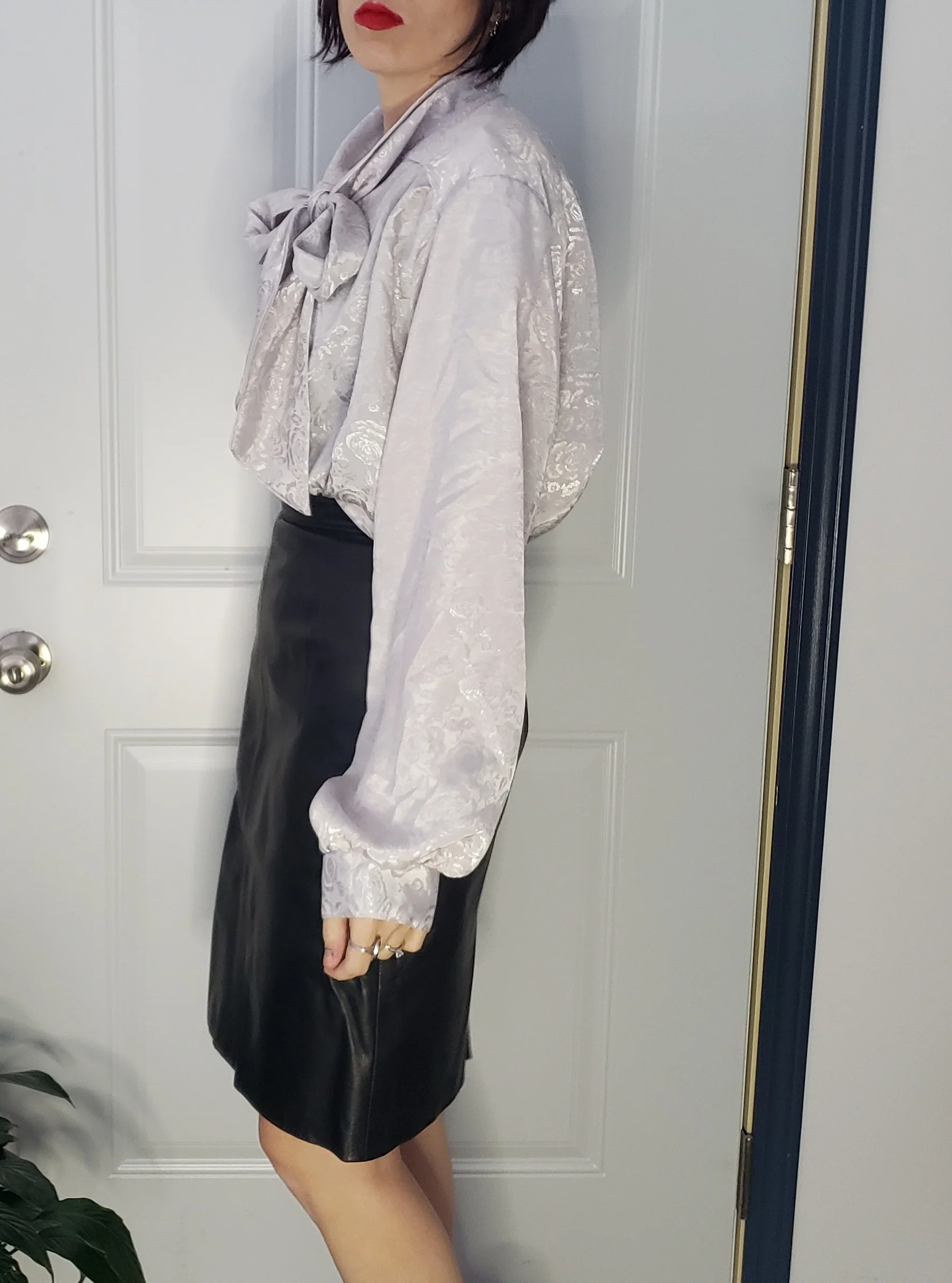 80s Silver Rose Blouse By Laura Mae - Image 4