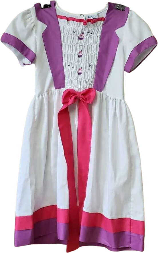 80s Smocked Sailboat Dress Girls Size 10 by Polly Flinders
