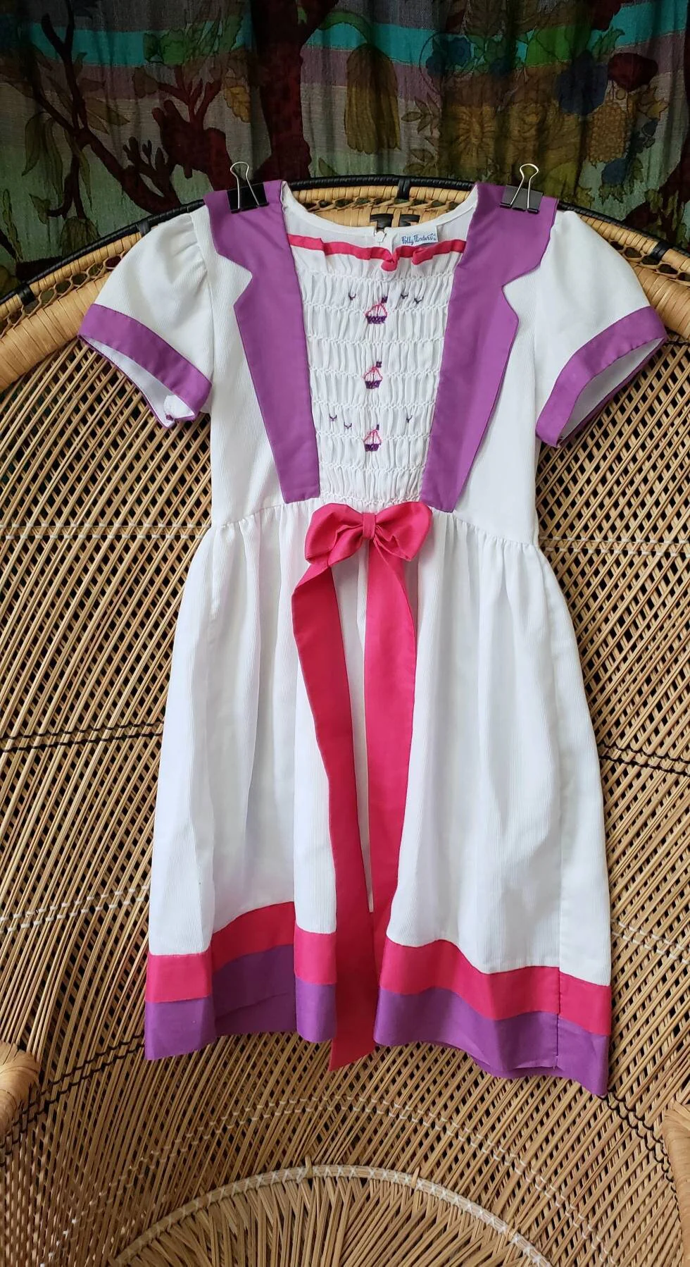 80s Smocked Sailboat Dress Girls Size 10 by Polly Flinders - Image 4