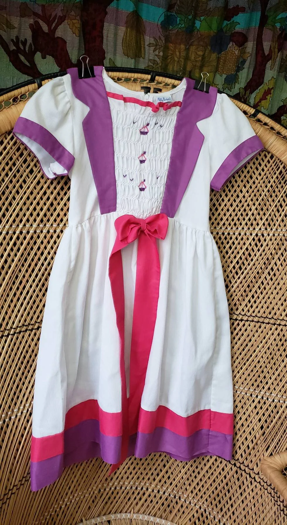 80s Smocked Sailboat Dress Girls Size 10 by Polly Flinders - Image 5