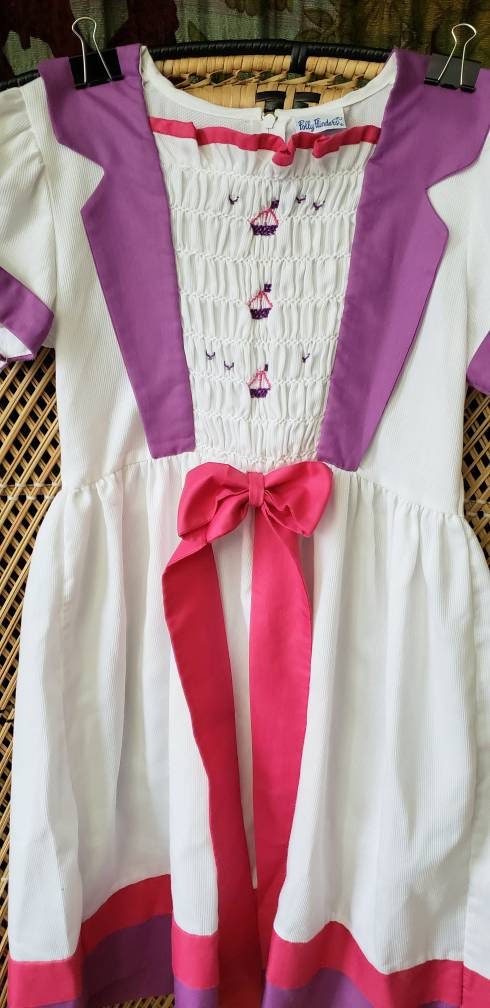 80s Smocked Sailboat Dress Girls Size 10 by Polly Flinders - Image 6