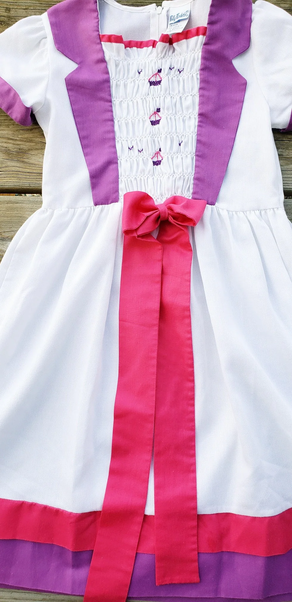 80s Smocked Sailboat Dress Girls Size 10 by Polly Flinders - Image 8