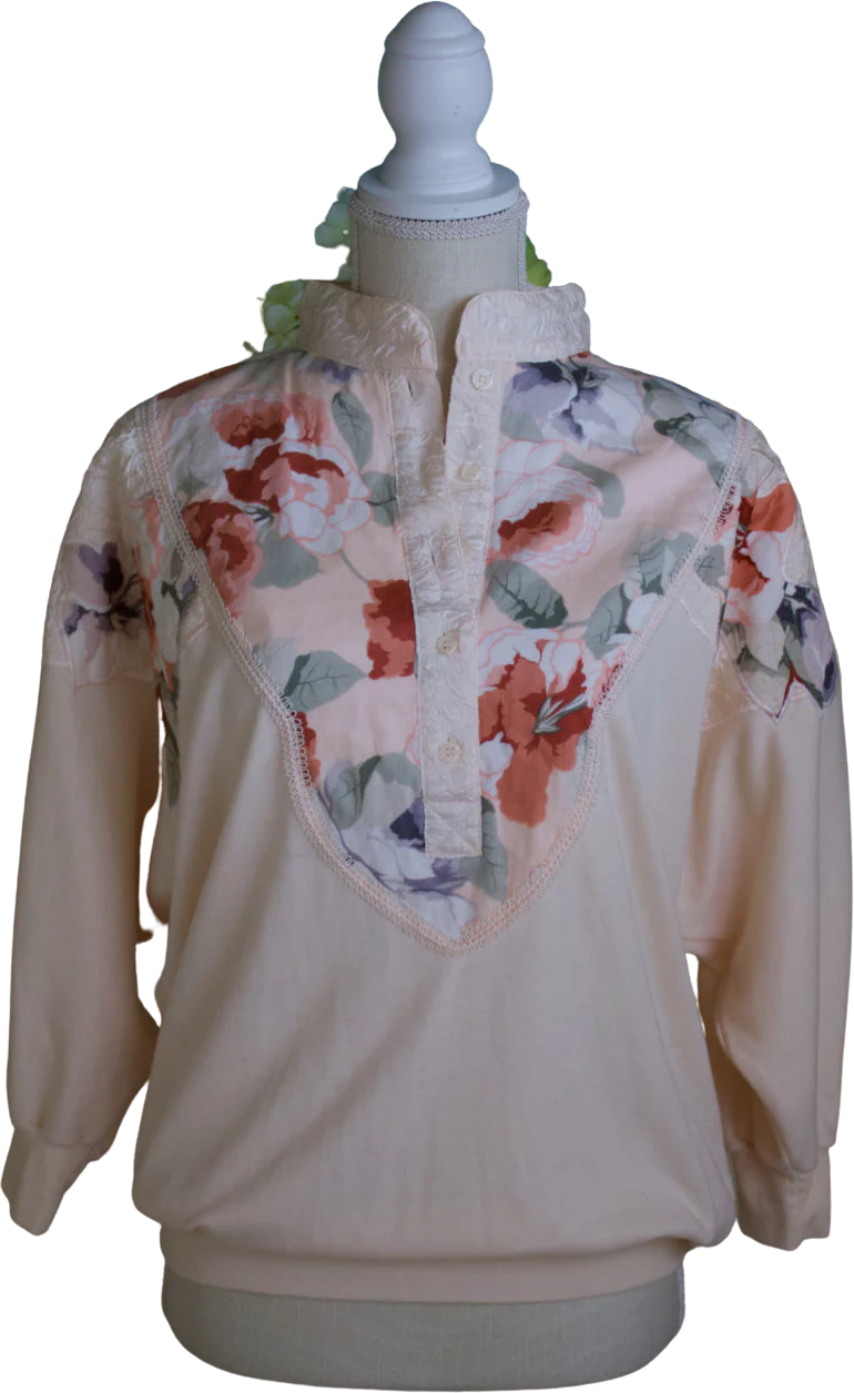 80s Soft Pink and Rose Batwing Sweater Blouse Sweater with Buttons | Bonnie and Bill by Holly