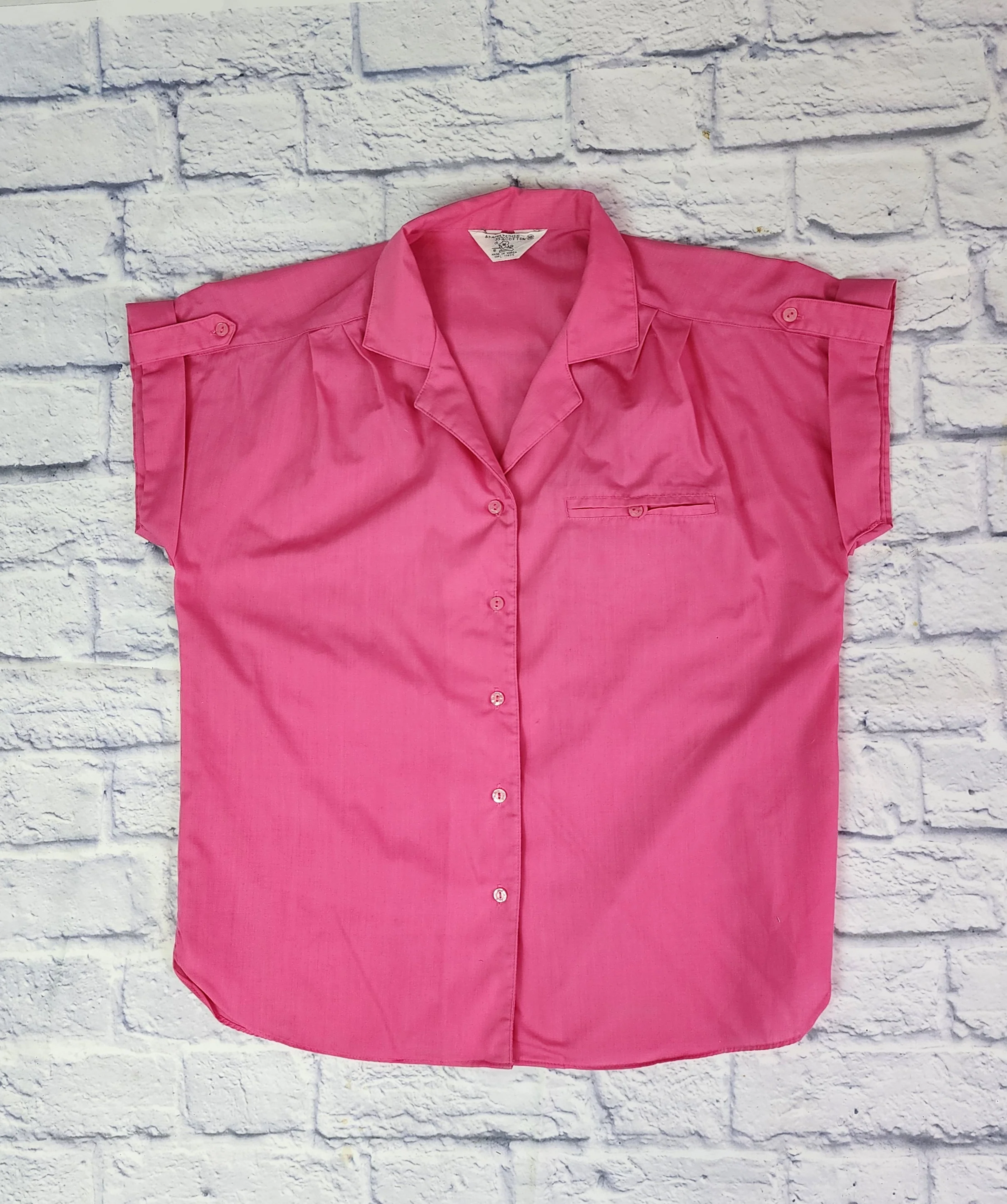 80s Solid Pink Barbiecore Camp Shirt Button Up - Image 3